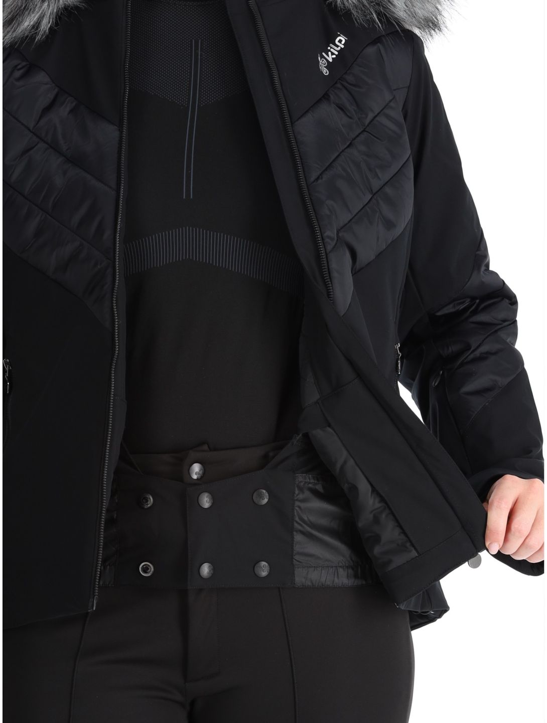 Kilpi, Lin chaqueta de esquí mujeres Black negro 