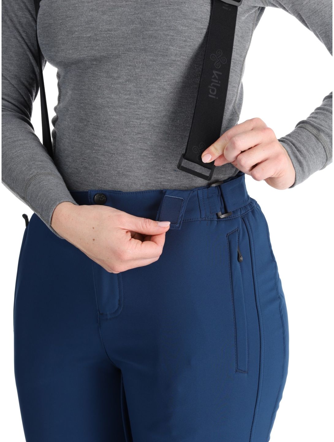 Kilpi, RHEA pantalones de esquí softshell mujeres Dark Blue azul 