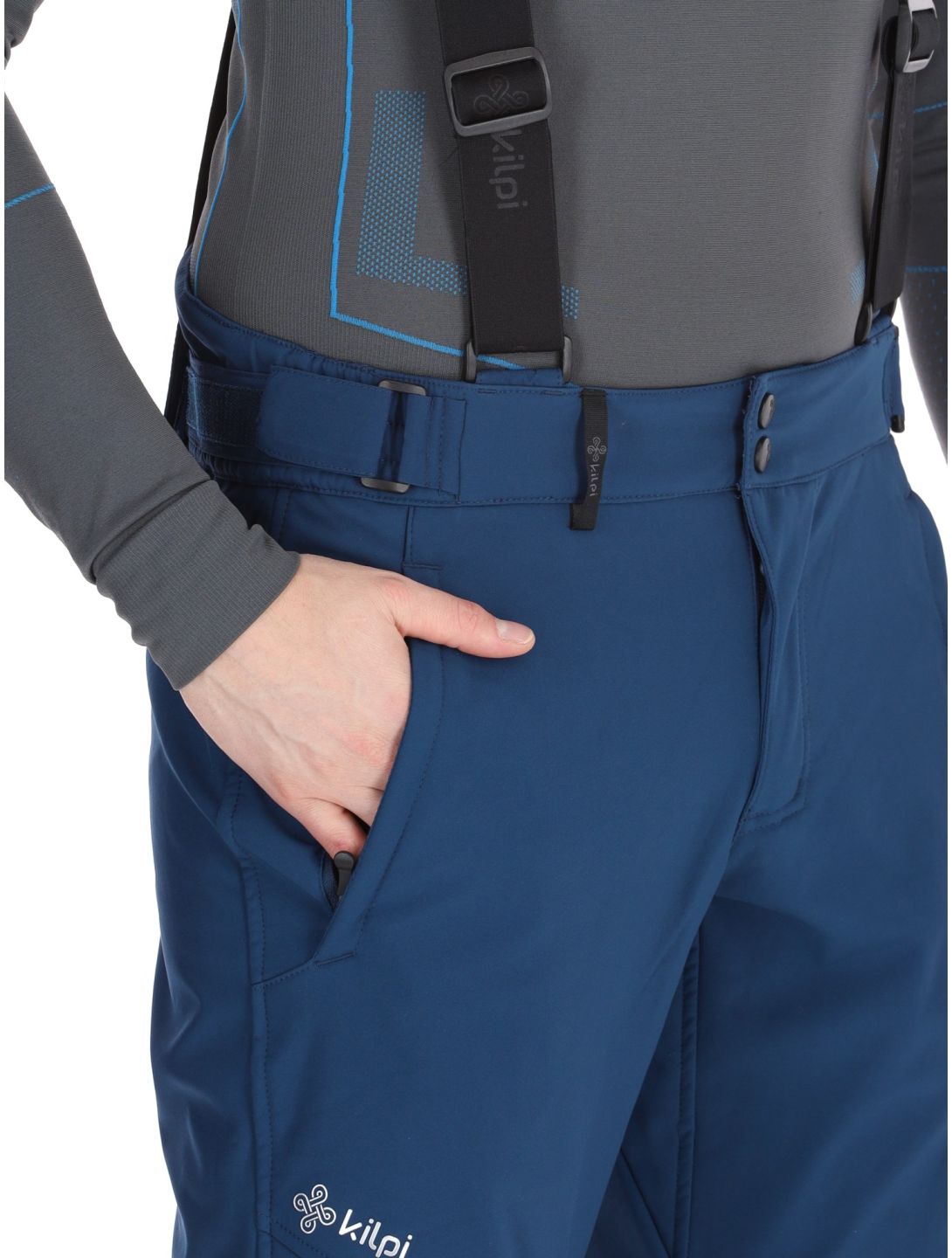 Kilpi, RHEA pantalones de esquí softshell hombres Dark Blue azul 