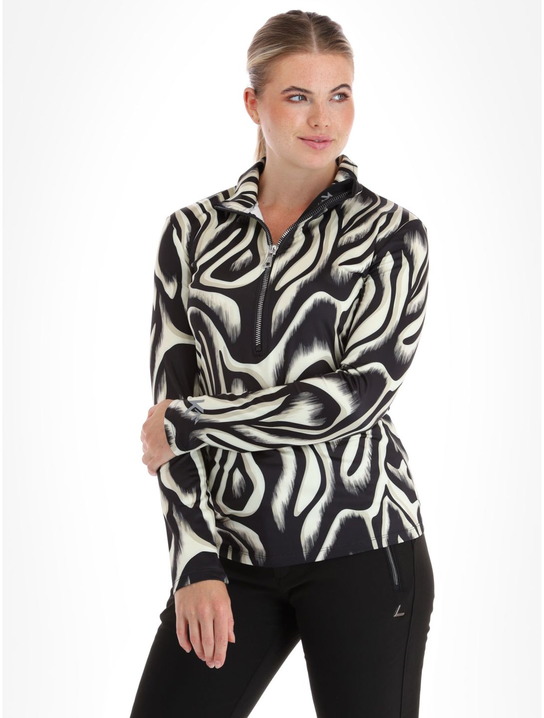 Kou Sportswear, Wild Print jersey mujeres Black-Beige beige, negro 