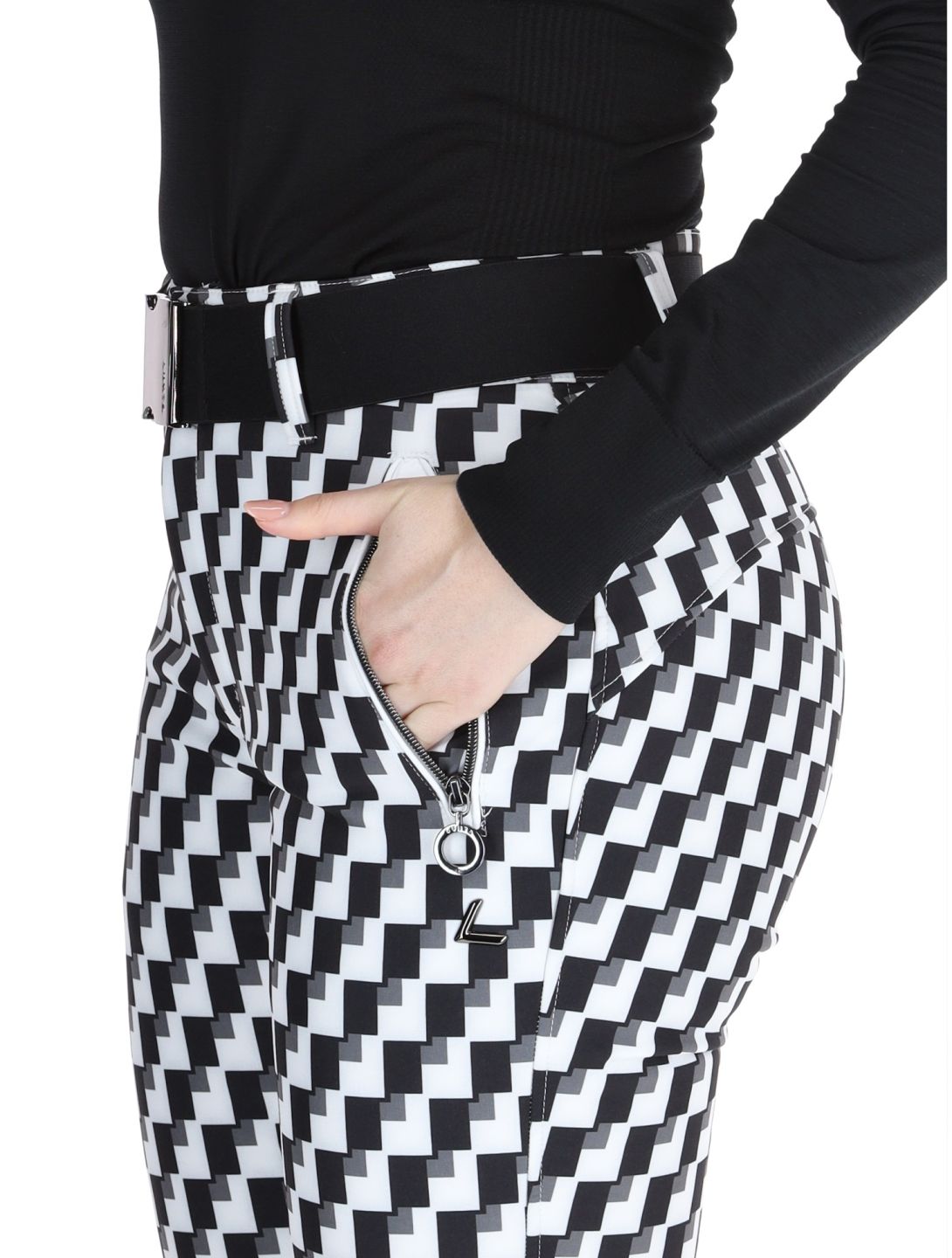 Luhta, Joentaus pantalones de esquí softshell mujeres Black / White blanco, negro 