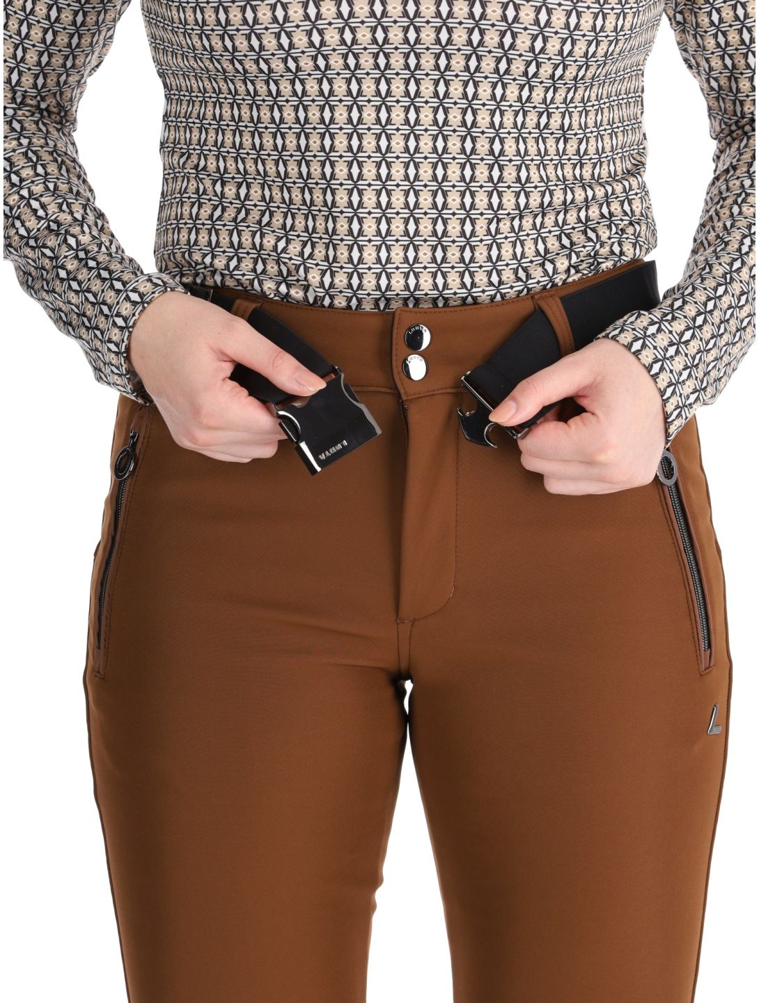 Luhta, Joentaus pantalones de esquí softshell mujeres Chocolat marrón 