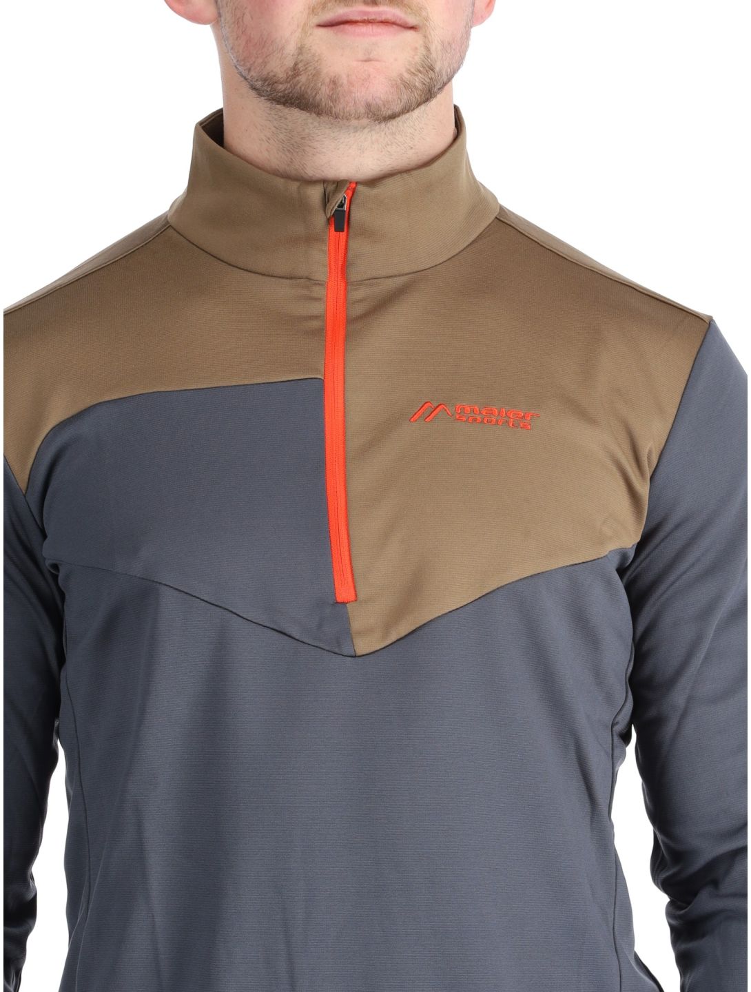 Maier Sports, Felian jersey hombres Graphite / Fawn gris, marrón 