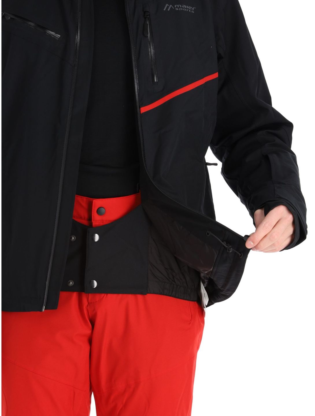 Maier Sports, Isidro chaqueta de esquí hombres Black / Salsa negro, rojo 