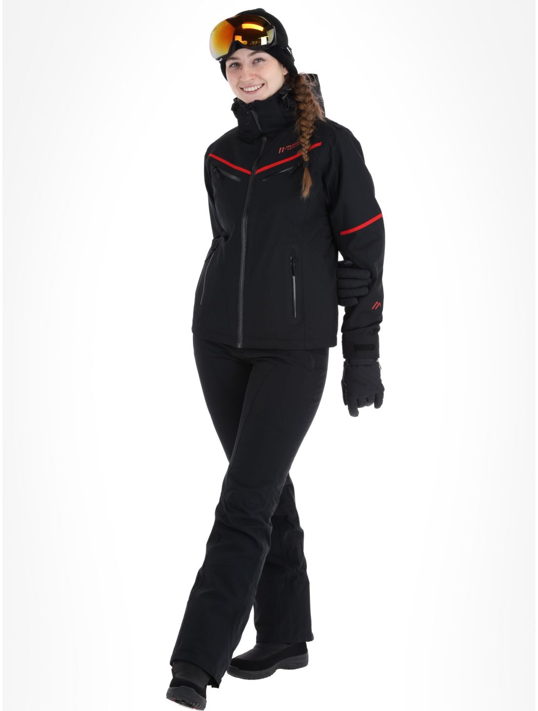 Maier Sports, Lunada chaqueta de esquí mujeres Black / Salsa negro, rojo 