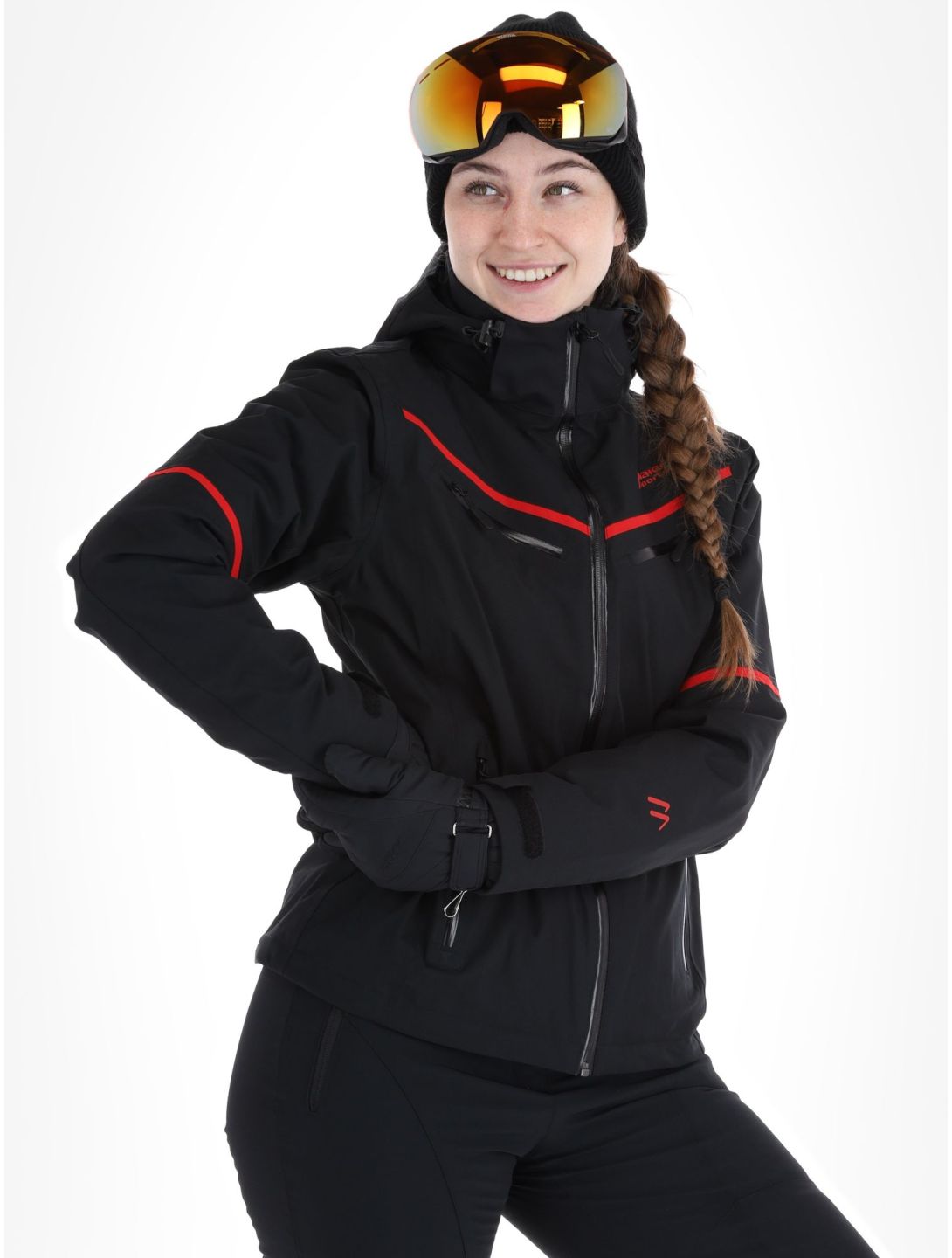 Maier Sports, Lunada chaqueta de esquí mujeres Black / Salsa negro, rojo 