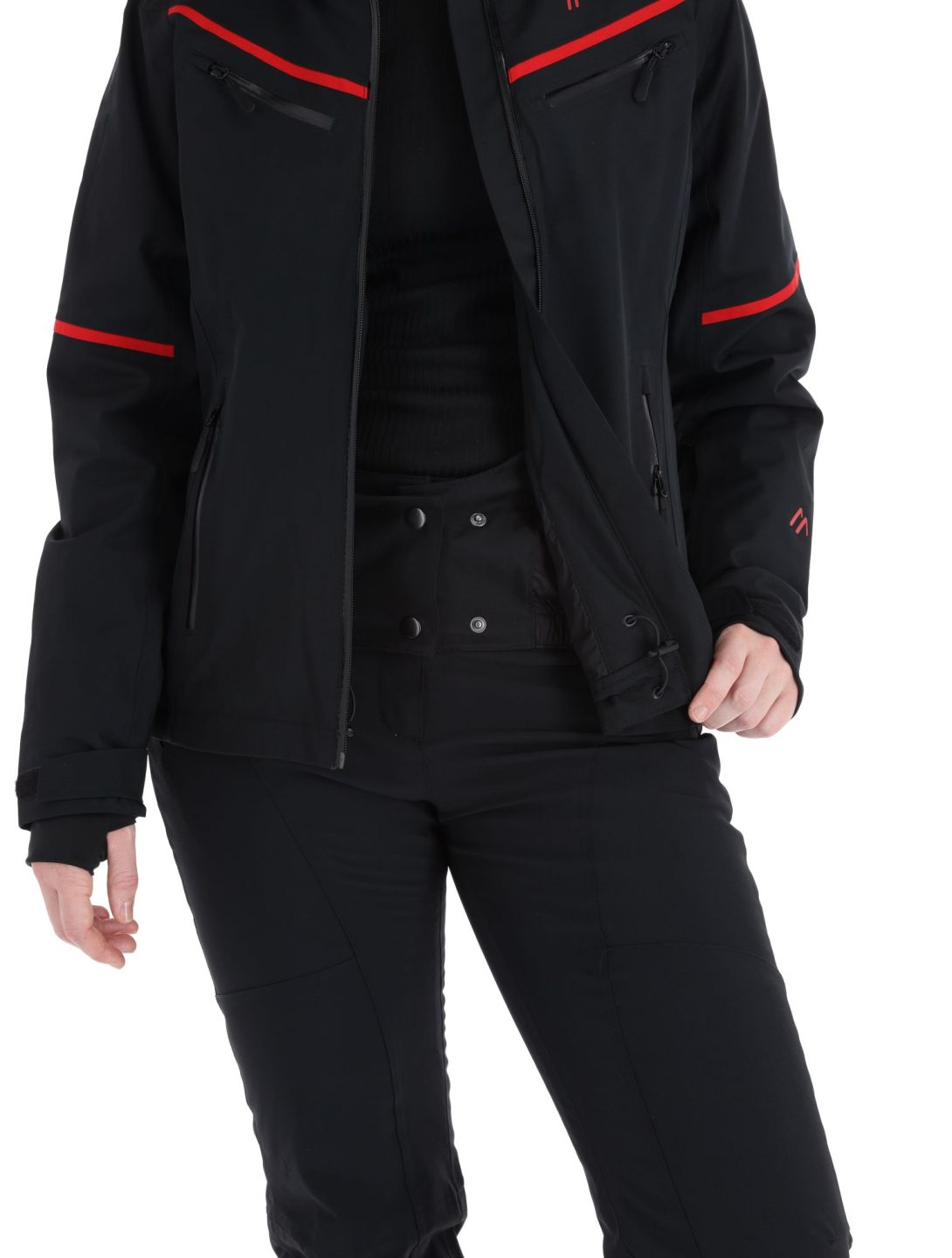 Maier Sports, Lunada chaqueta de esquí mujeres Black / Salsa negro, rojo 