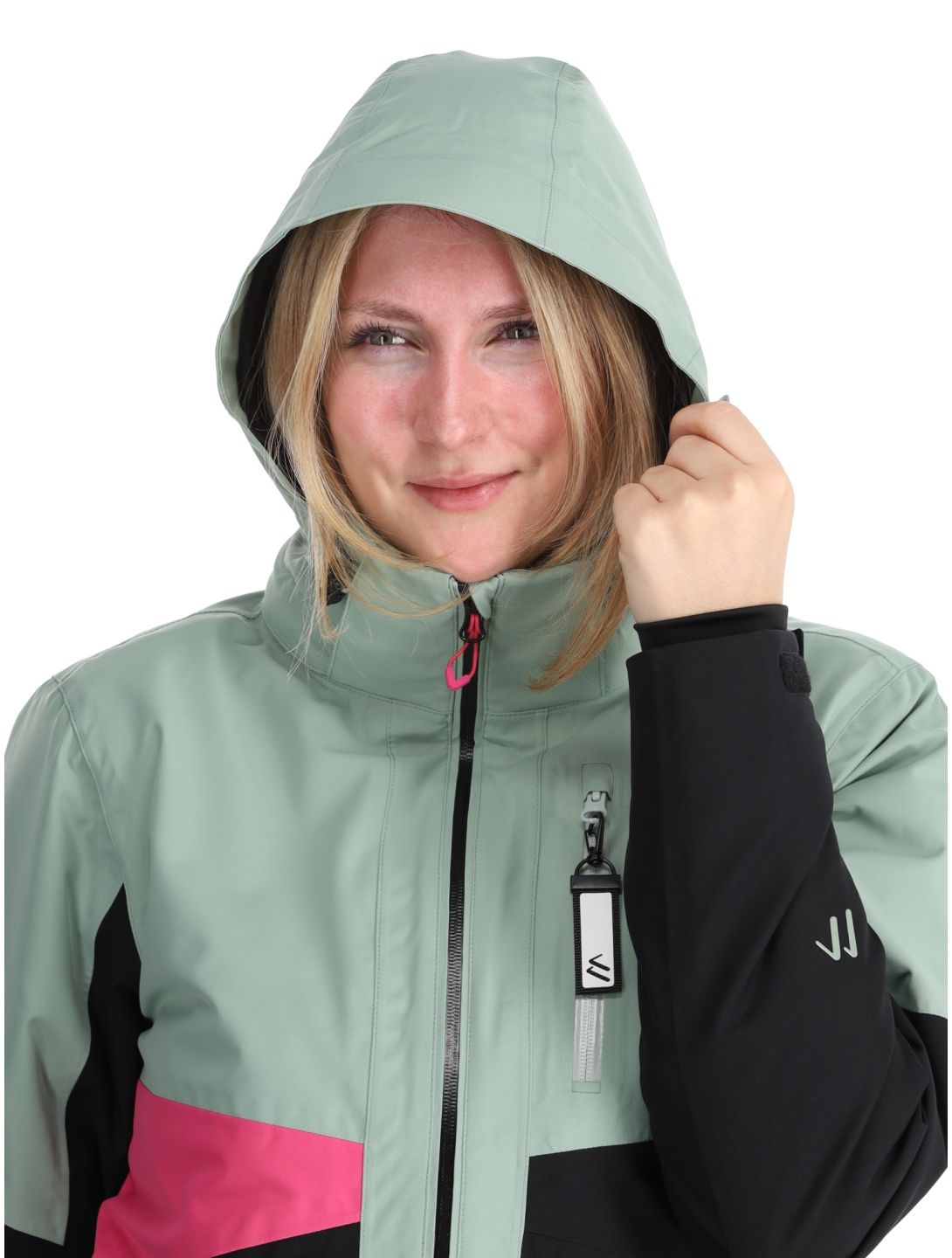 Maier Sports, Vidra chaqueta de esquí mujeres Black / Luscious Moss / Pink Flambé negro, rosa, verde 