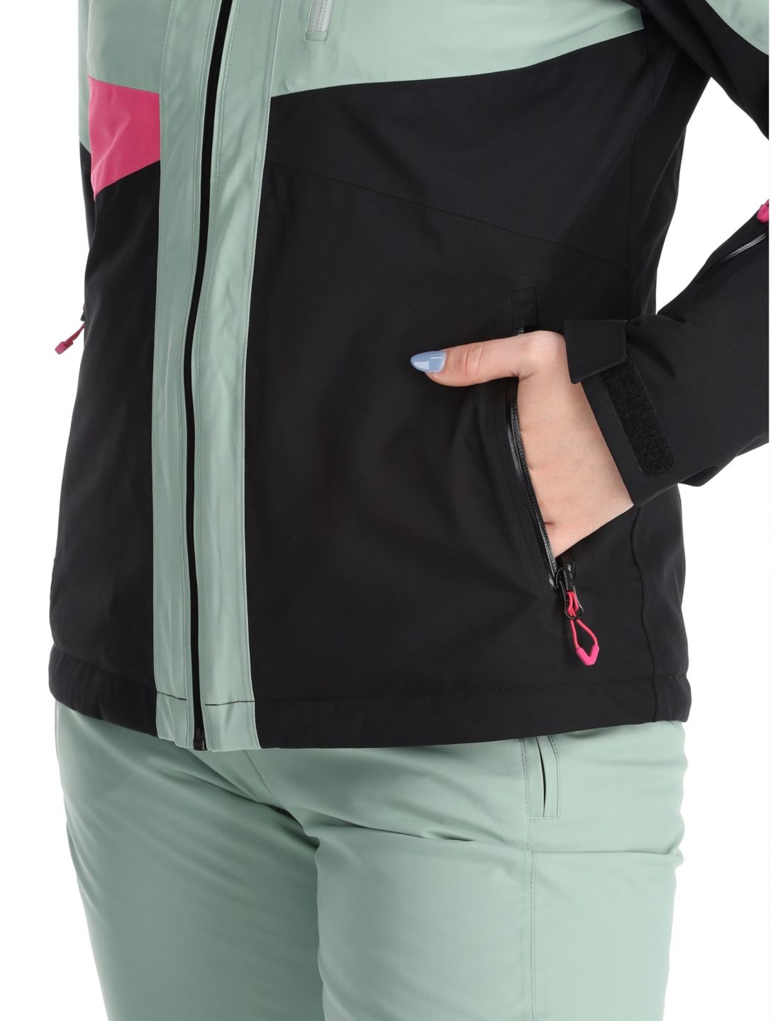 Maier Sports, Vidra chaqueta de esquí mujeres Black / Luscious Moss / Pink Flambé negro, rosa, verde 