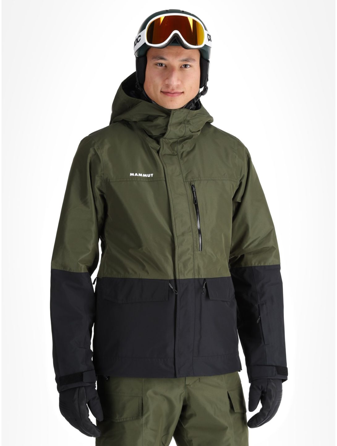 Mammut, Fall Line HS Thermo Hooded chaqueta de esquí hombres Dark Marsh / Black negro, verde 