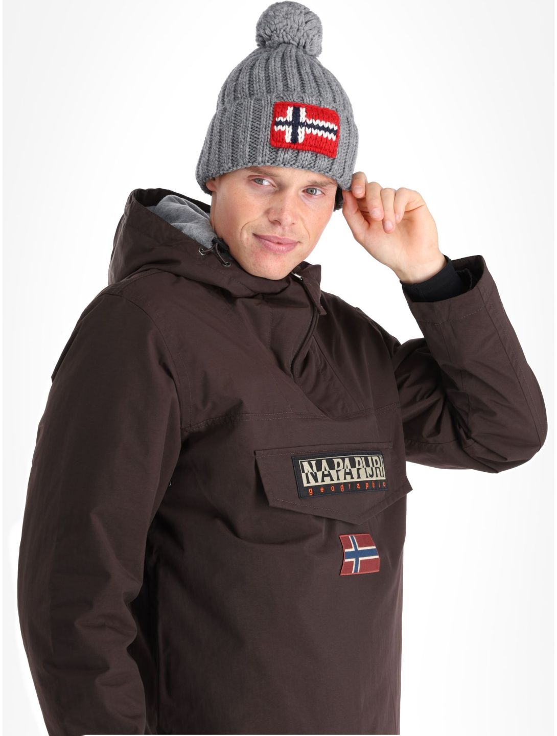 Napapijri, Rainforest Winter 3 anorak hombres Brown Ebony gris 