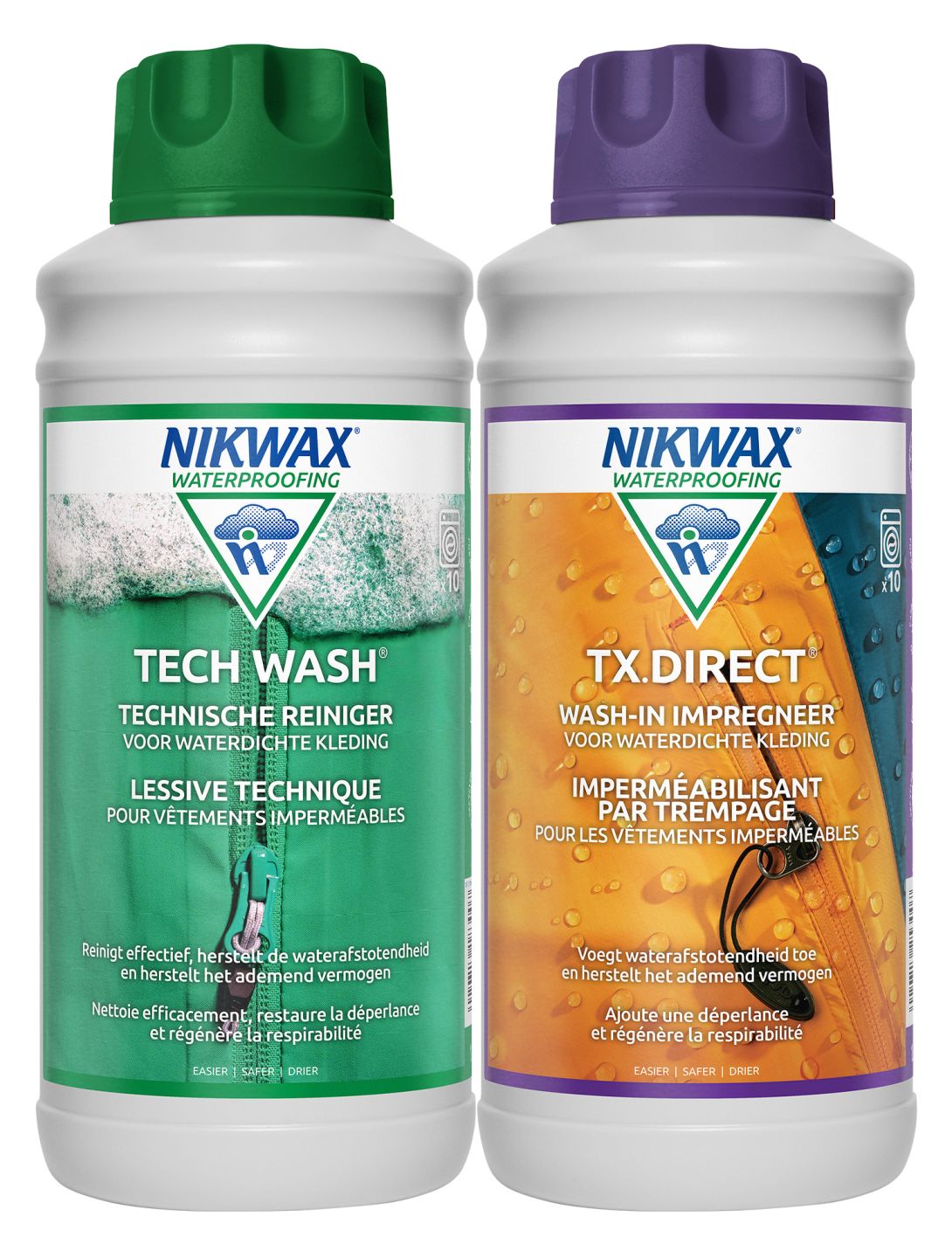 Nikwax, Twin 1 liter tech wash en TX direct agente de lavado e impregnación unisex 