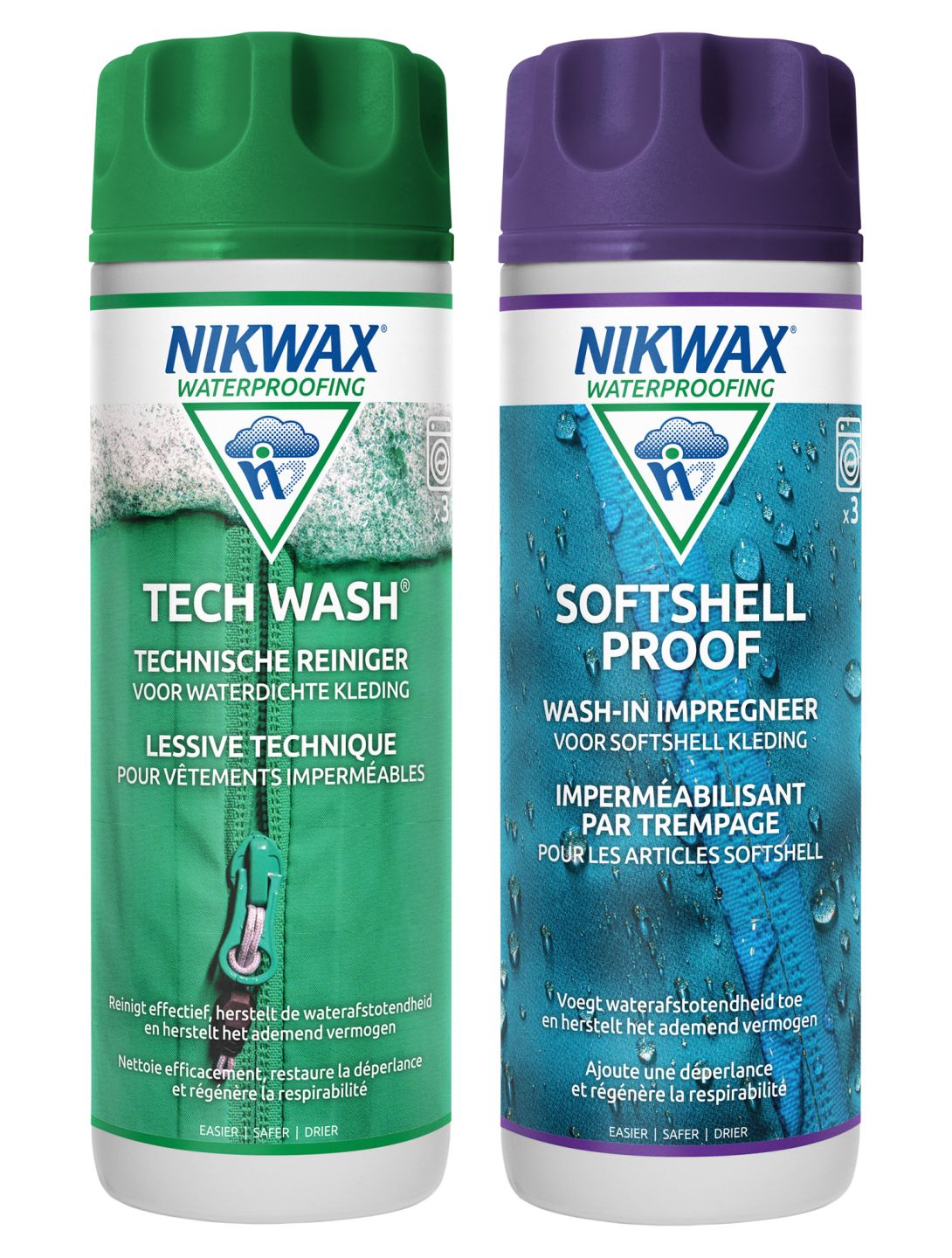 Nikwax, Twin 300ml softshell en Tech wash agente de lavado e impregnación unisex 