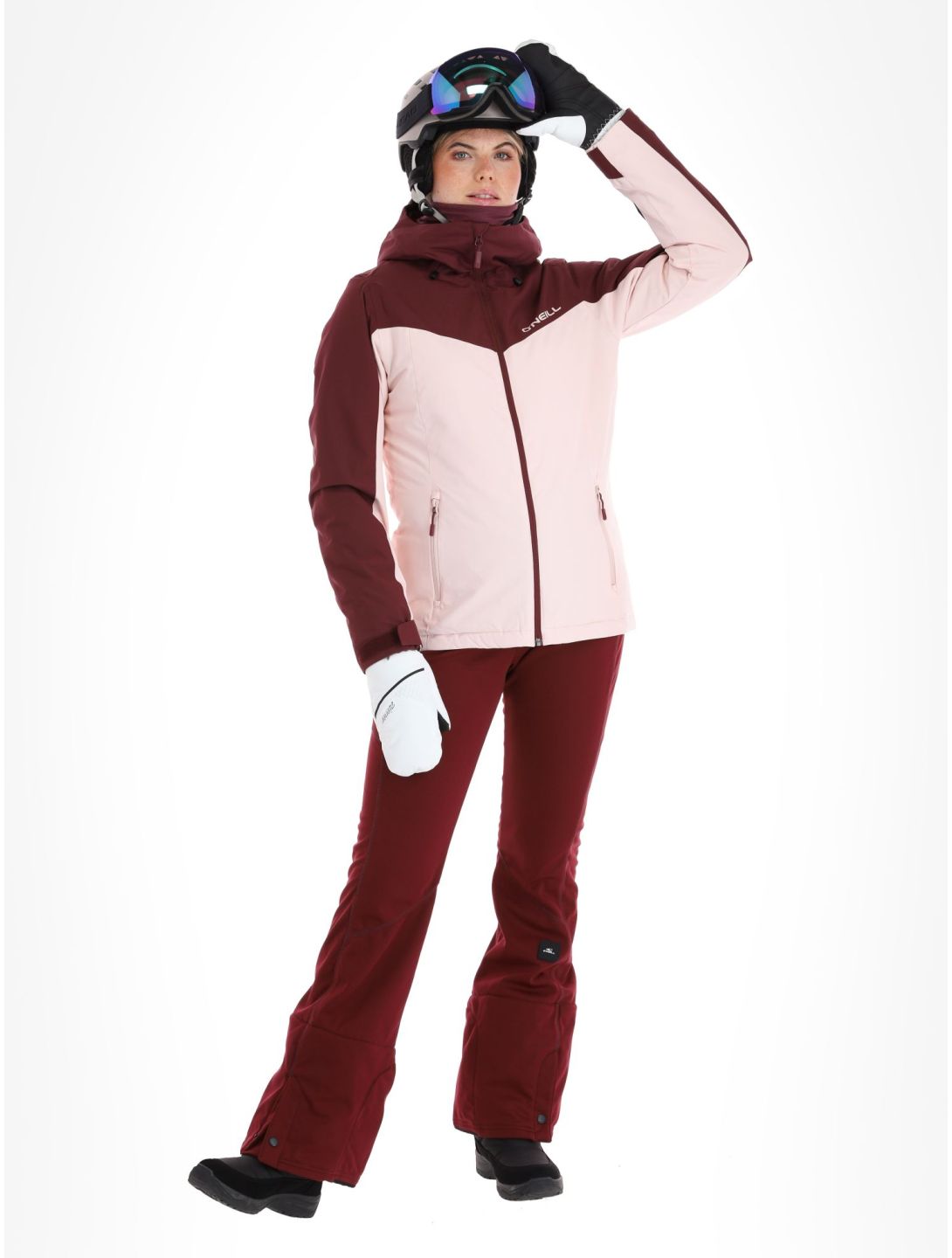 O'Neill, Aplite chaqueta de esquí mujeres Windsor Wine Colour Block borgoña, rosa 