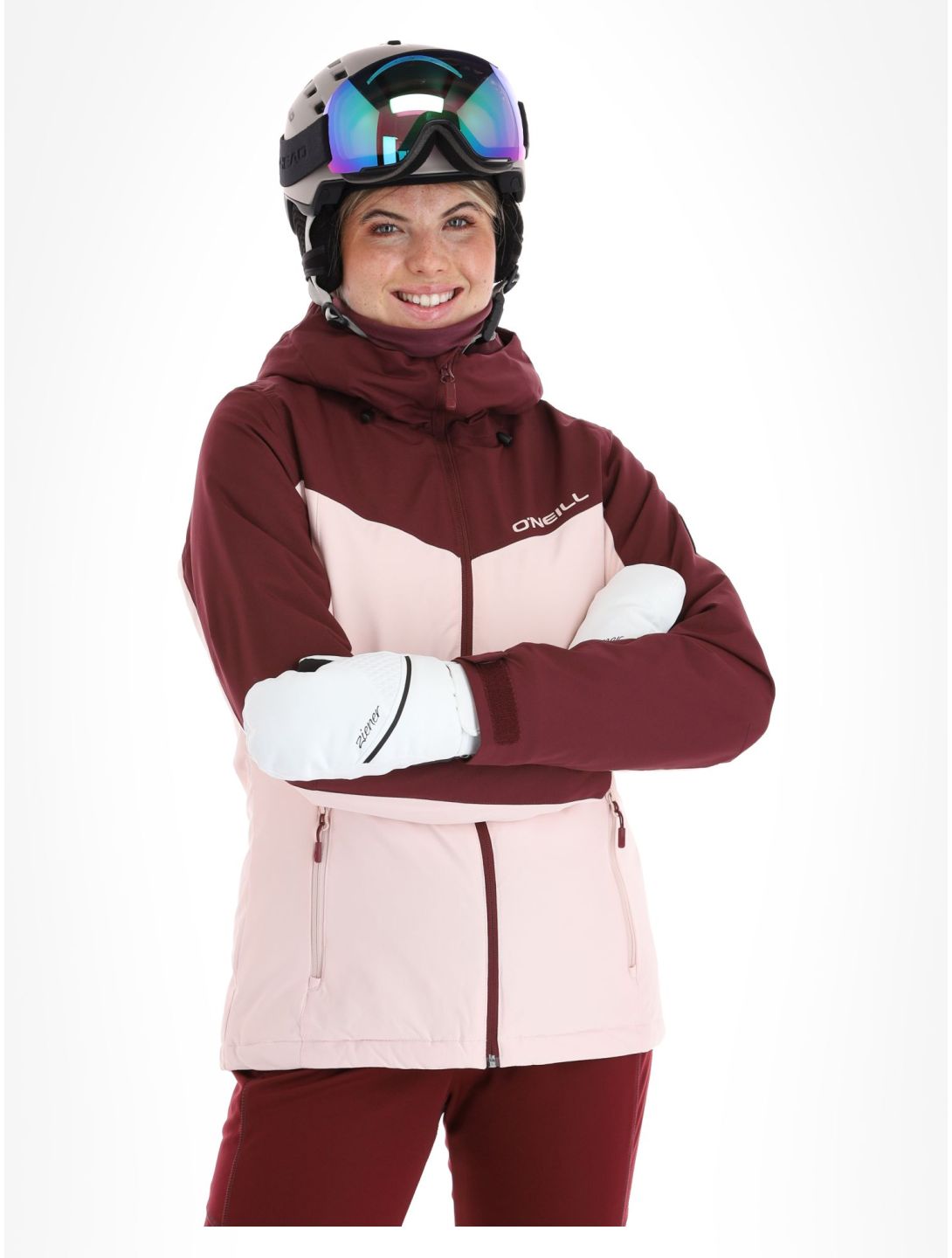 O'Neill, Aplite chaqueta de esquí mujeres Windsor Wine Colour Block borgoña, rosa 