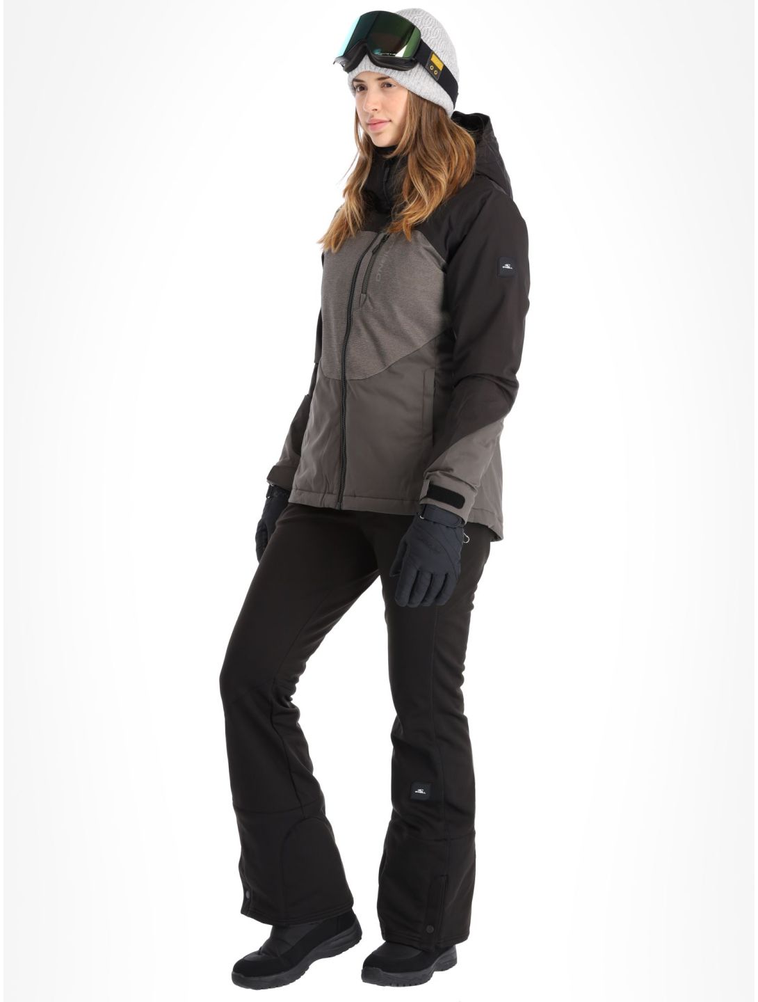 O'Neill, Carbonite chaqueta de esquí mujeres Black Out Colour Block gris, marrón, negro 