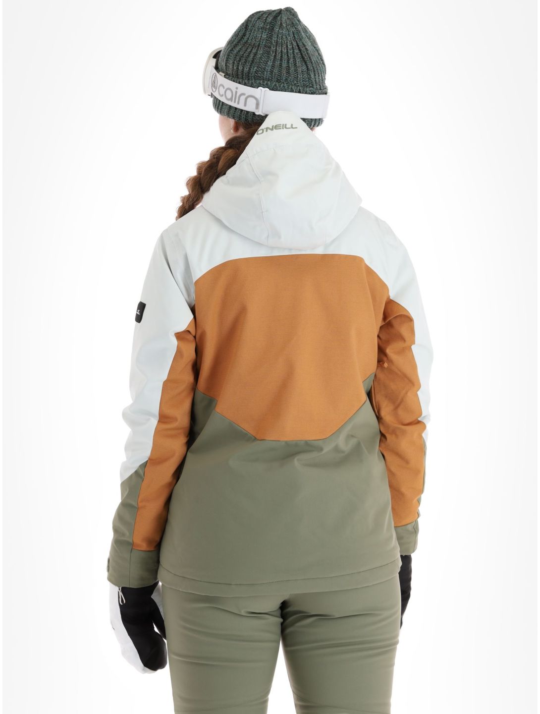 O'Neill, Carbonite chaqueta de esquí mujeres London Fog Colour Block blanco, marrón, verde 