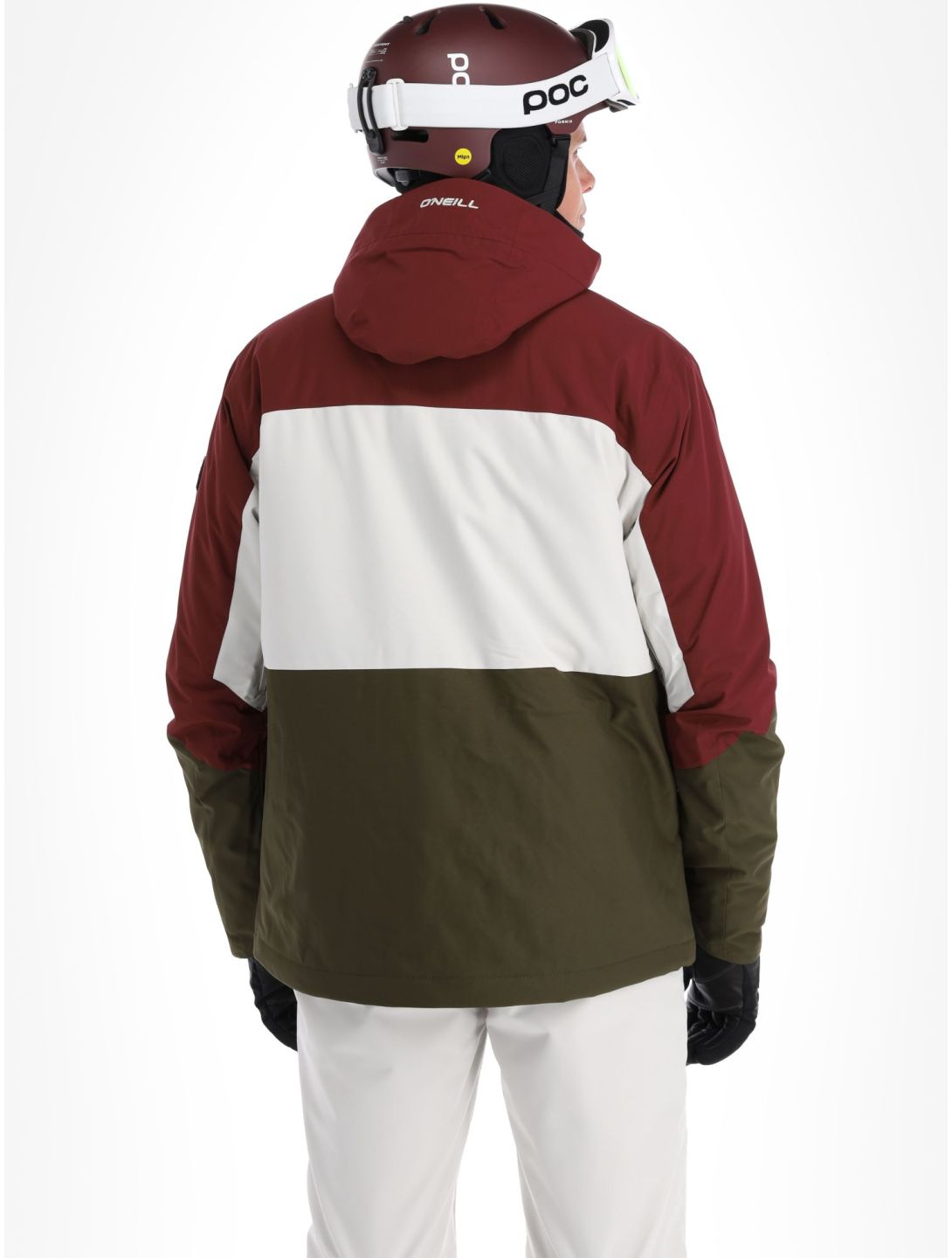 O'Neill, Carbonite chaqueta de esquí hombres Windsor Wine Colour Block blanco, borgoña, verde 