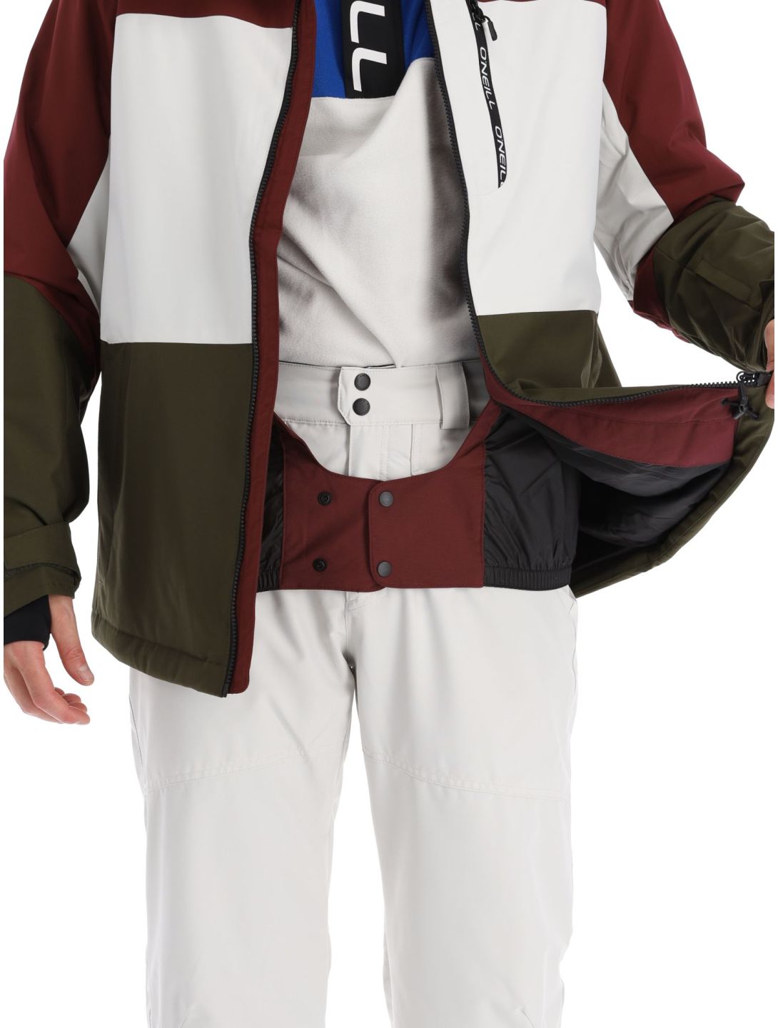 O'Neill, Carbonite chaqueta de esquí hombres Windsor Wine Colour Block blanco, borgoña, verde 