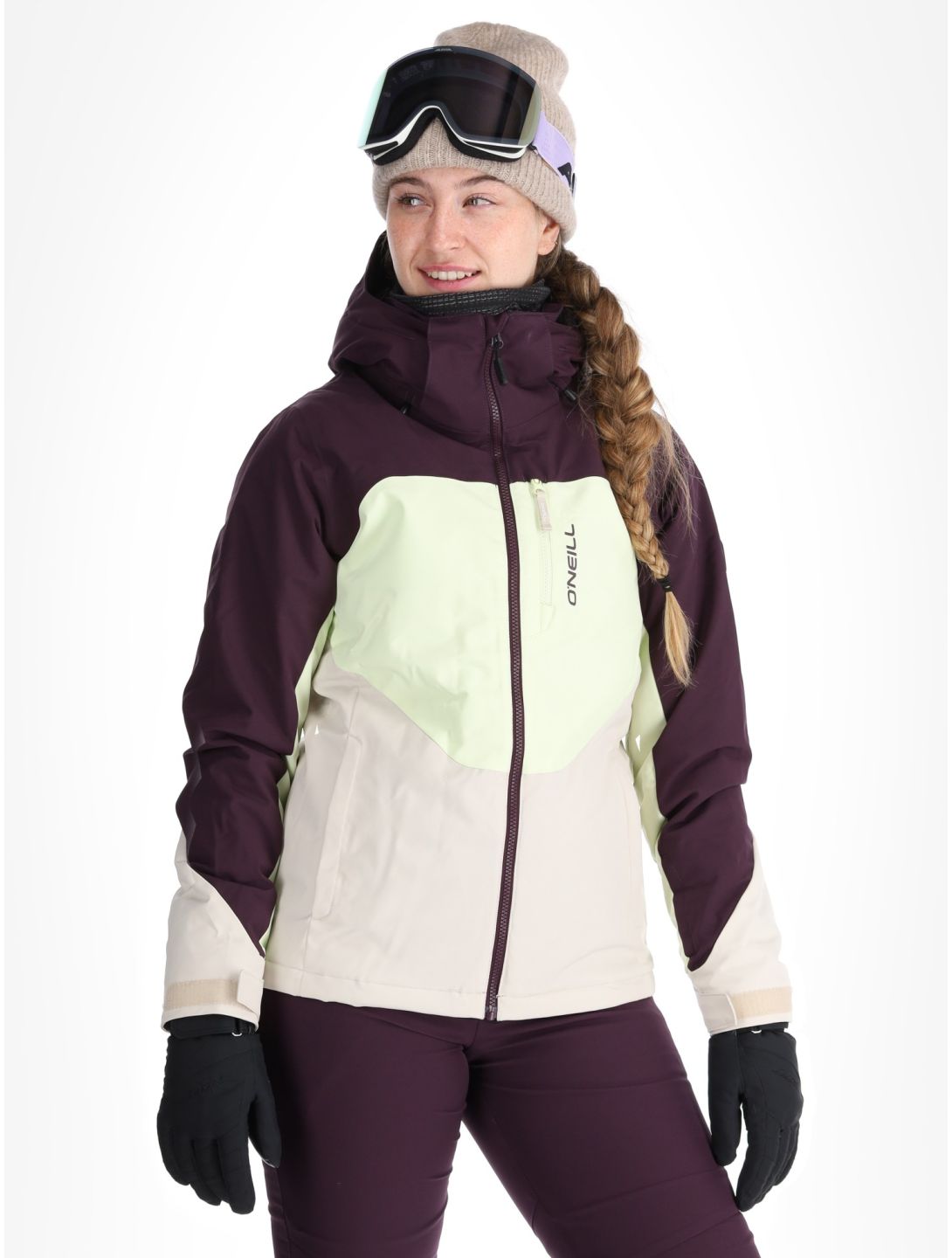 O'Neill, Carbonite Snow chaqueta de esquí mujeres Aubergine Colour Block blanco, púrpura 