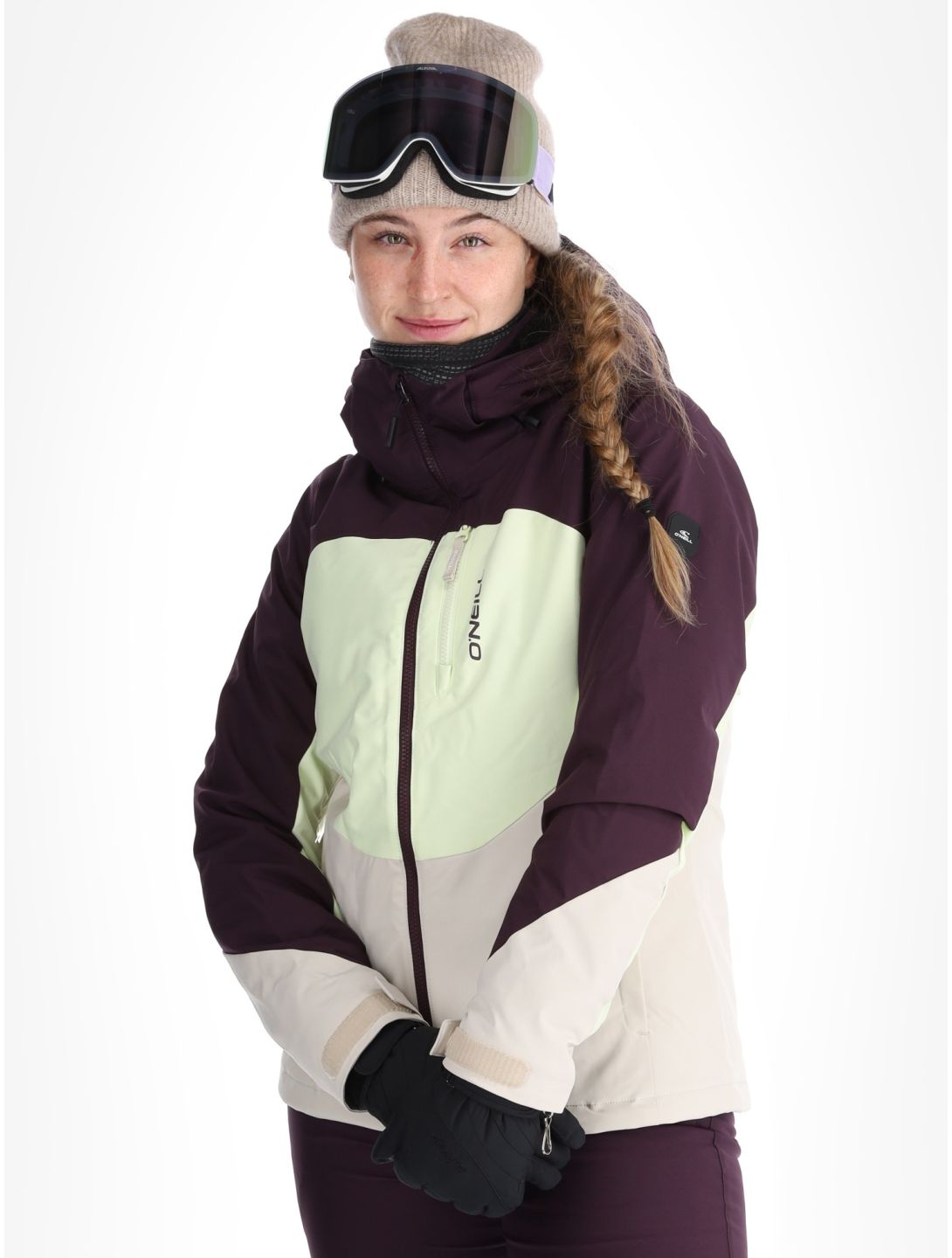 O'Neill, Carbonite Snow chaqueta de esquí mujeres Aubergine Colour Block blanco, púrpura 