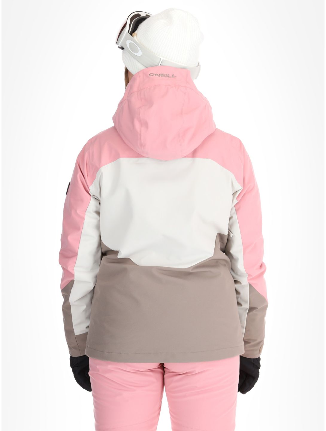 O'Neill, Carbonite Snow chaqueta de esquí mujeres Genuine Pink Colour Block blanco, marrón, rosa 