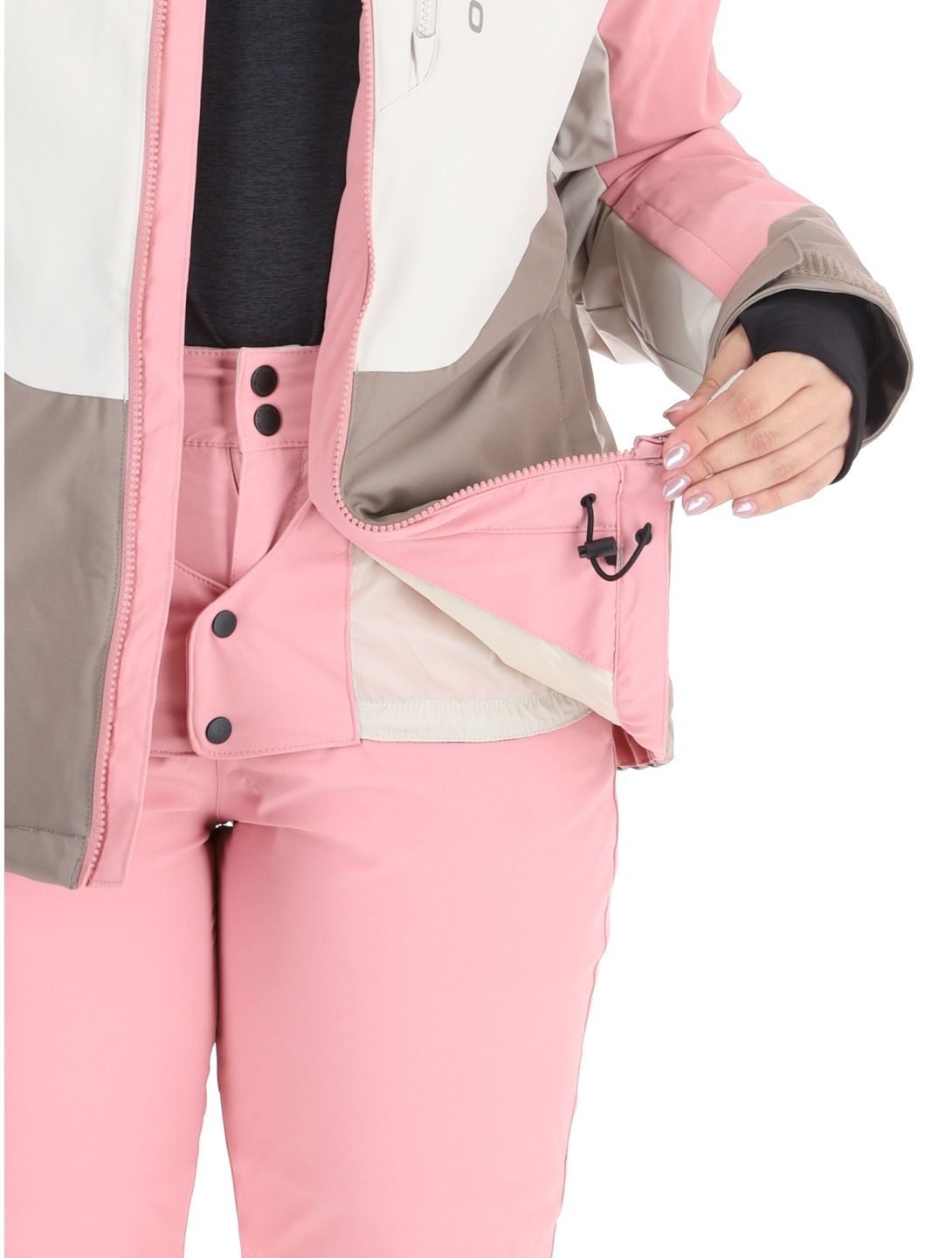 O'Neill, Carbonite Snow chaqueta de esquí mujeres Genuine Pink Colour Block blanco, marrón, rosa 