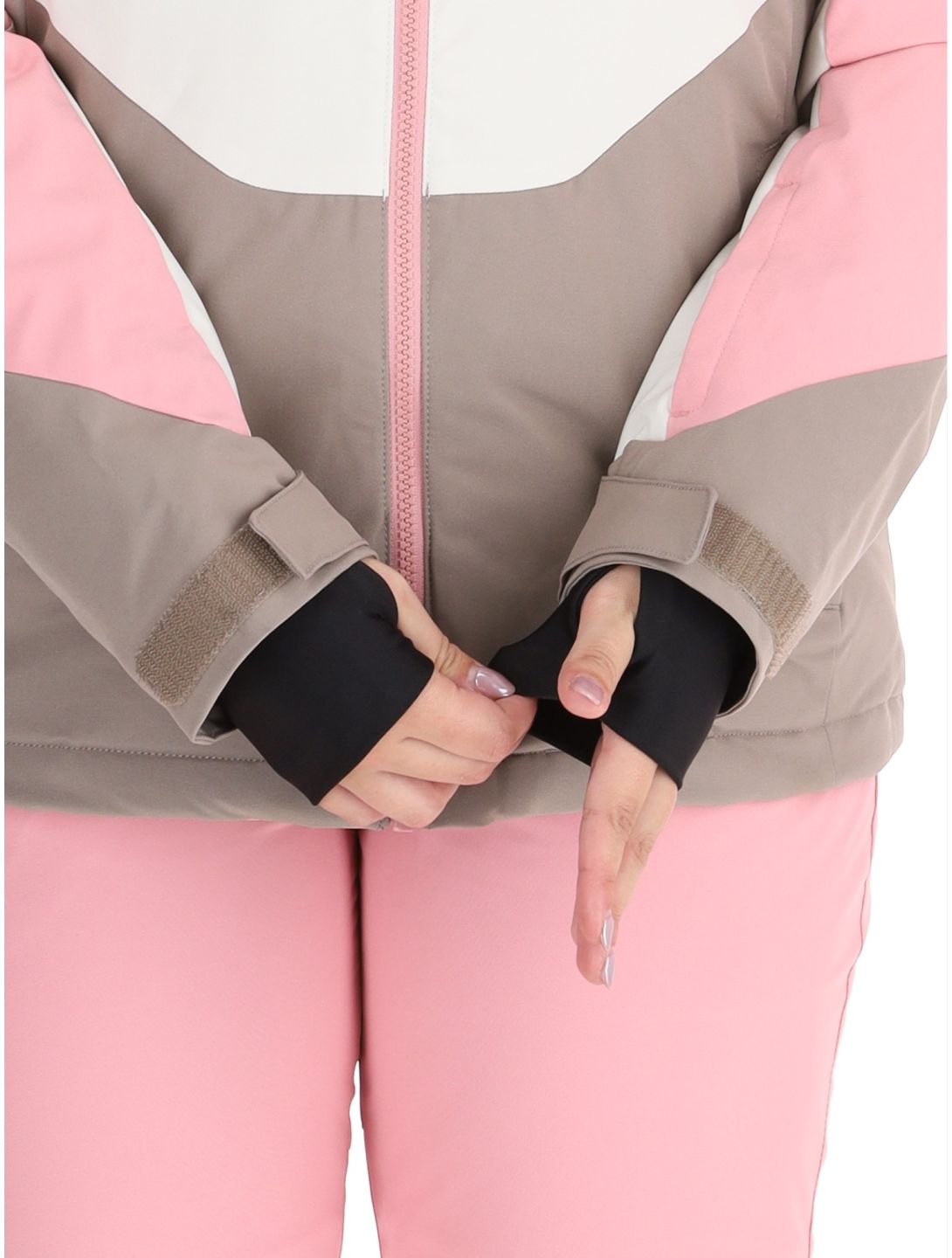 O'Neill, Carbonite Snow chaqueta de esquí mujeres Genuine Pink Colour Block blanco, marrón, rosa 