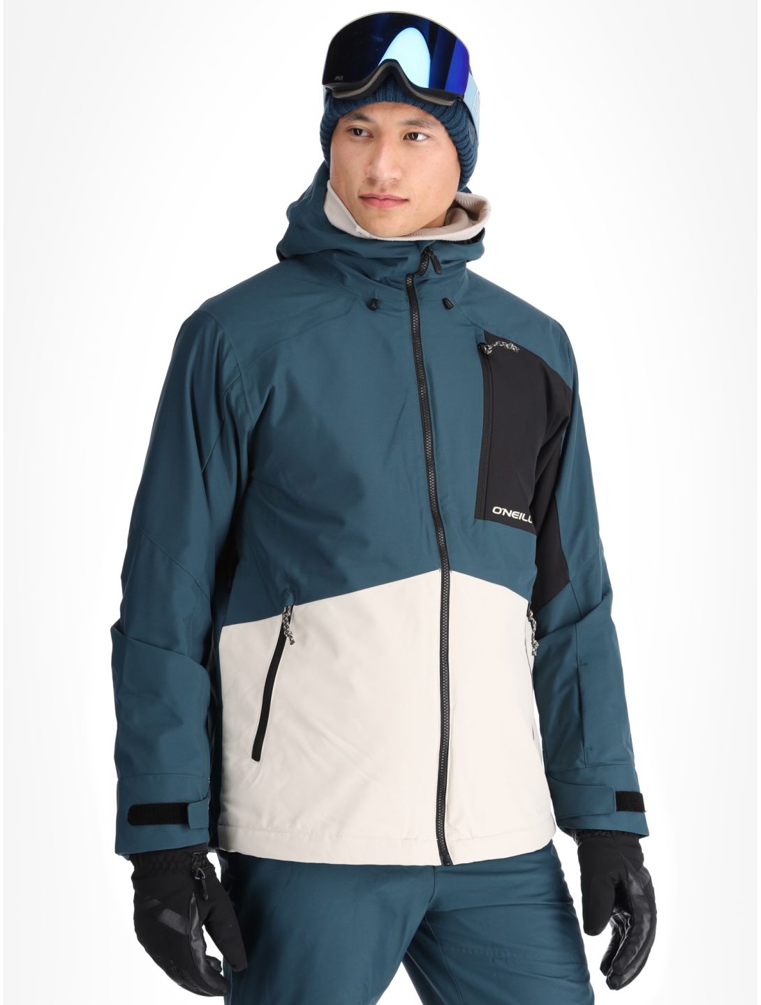 O'Neill, Hammer Block Snow chaqueta de esquí hombres Alma Steel Colour Block azul, blanco, negro 