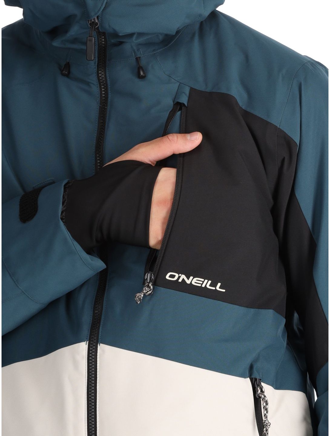 O'Neill, Hammer Block Snow chaqueta de esquí hombres Alma Steel Colour Block azul, blanco, negro 