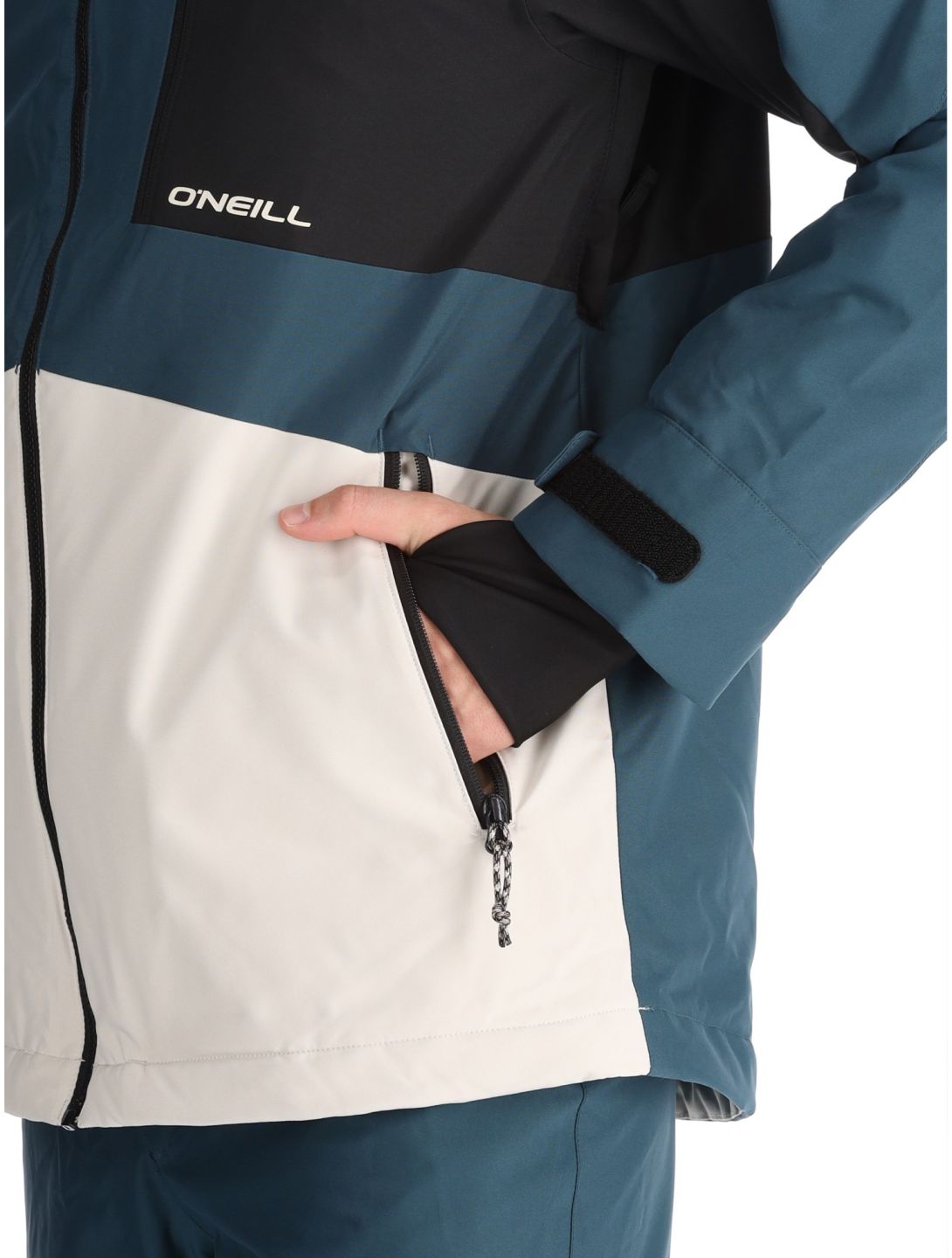 O'Neill, Hammer Block Snow chaqueta de esquí hombres Alma Steel Colour Block azul, blanco, negro 