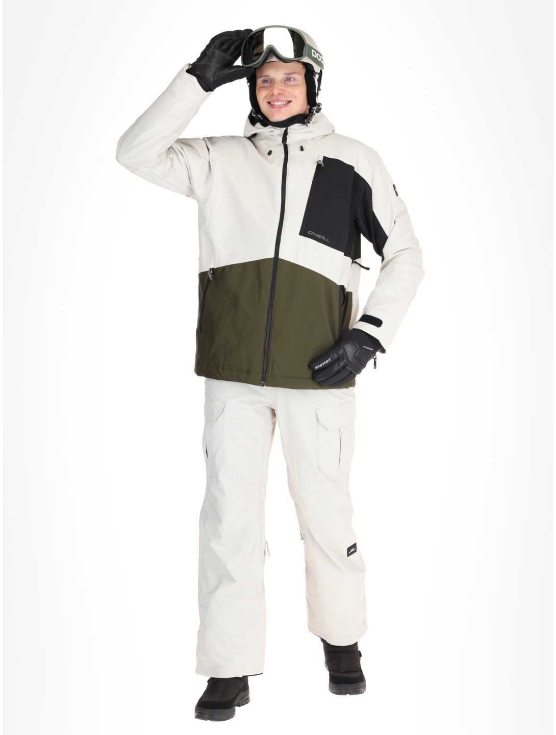 O'Neill, Hammer Block Snow chaqueta de esquí hombres Atmosphere Colour Block blanco, marrón, negro 