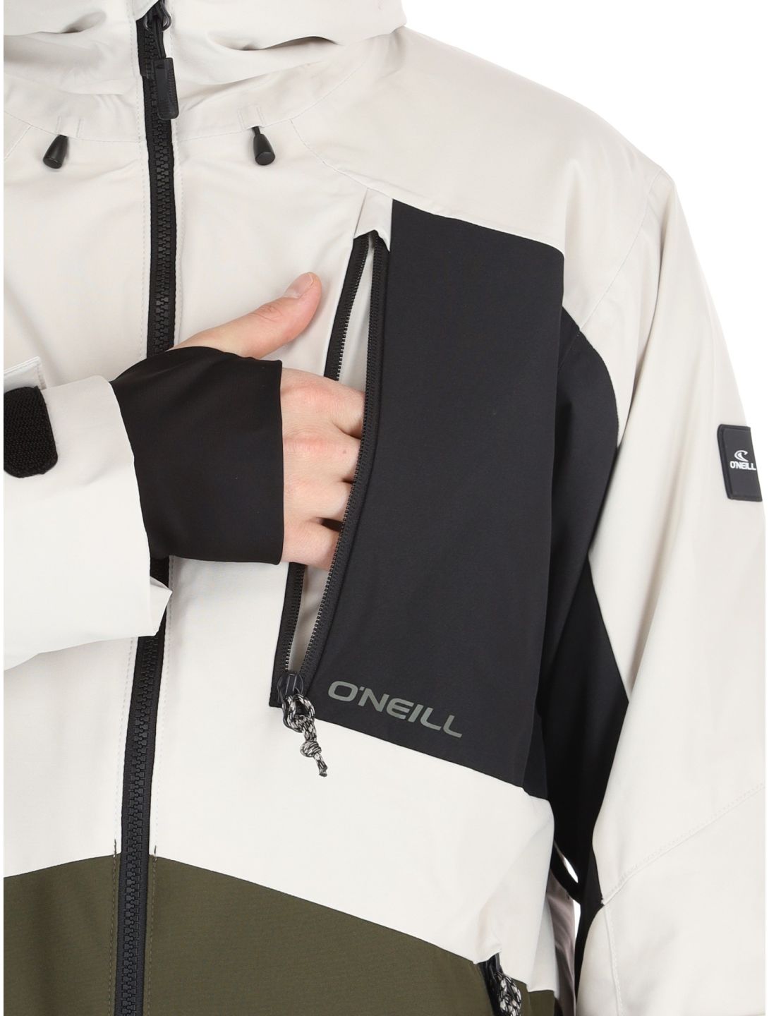 O'Neill, Hammer Block Snow chaqueta de esquí hombres Atmosphere Colour Block blanco, marrón, negro 