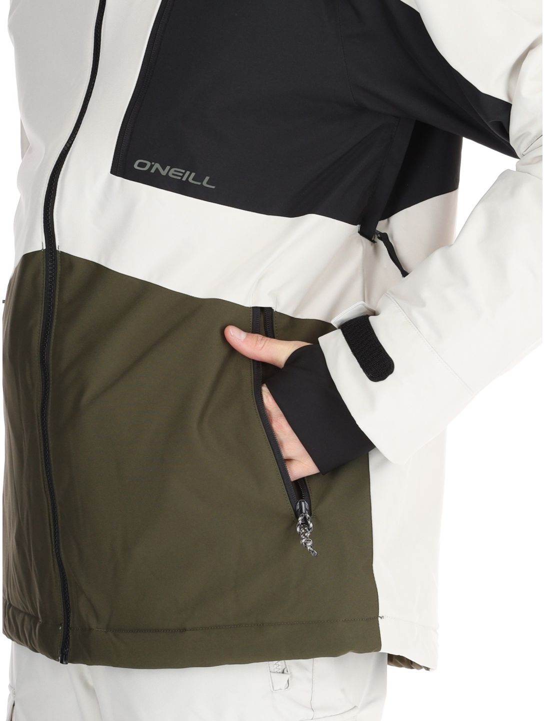 O'Neill, Hammer Block Snow chaqueta de esquí hombres Atmosphere Colour Block blanco, marrón, negro 