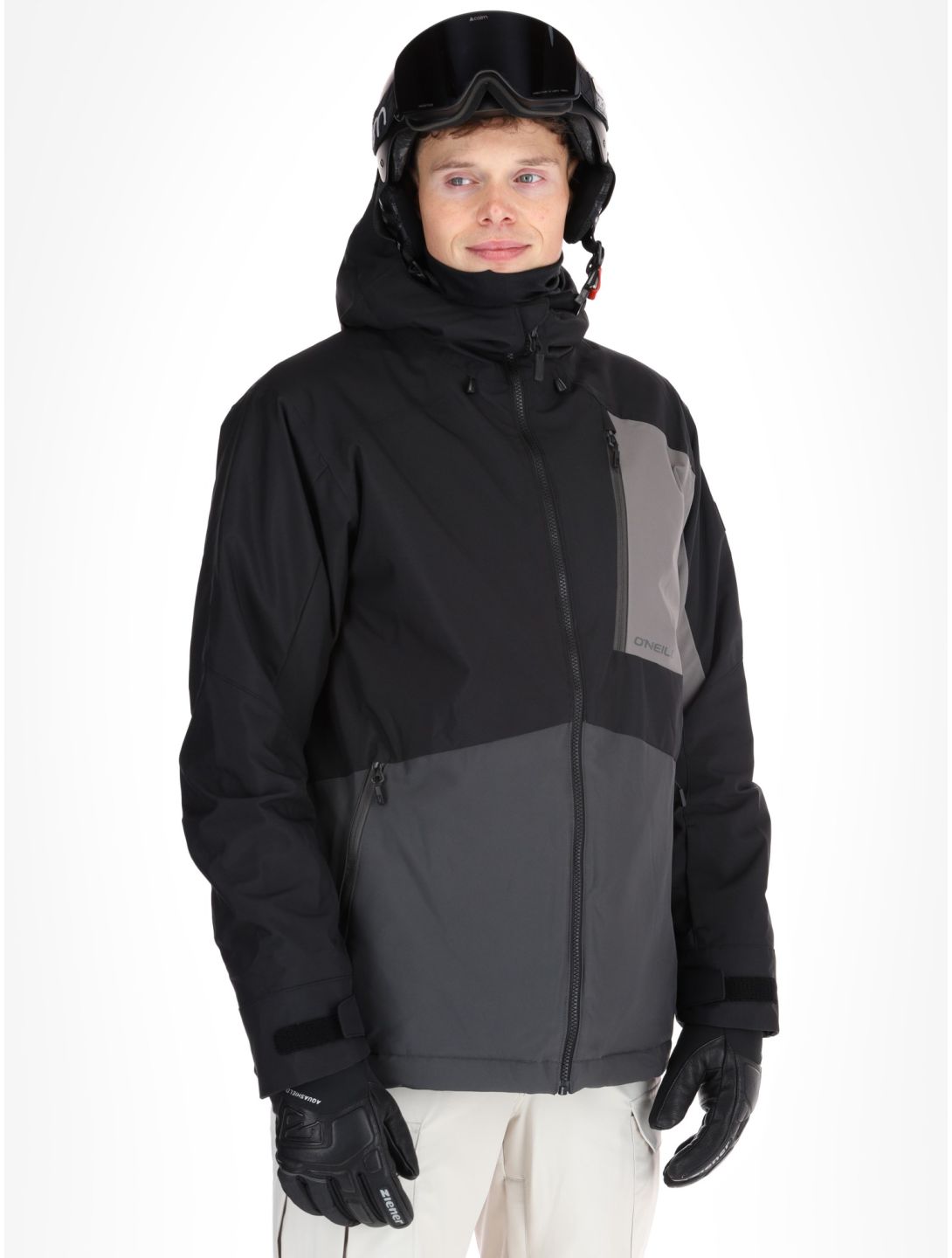 O'Neill, Hammer Block Snow chaqueta de esquí hombres Black Out Colour Block gris, negro 