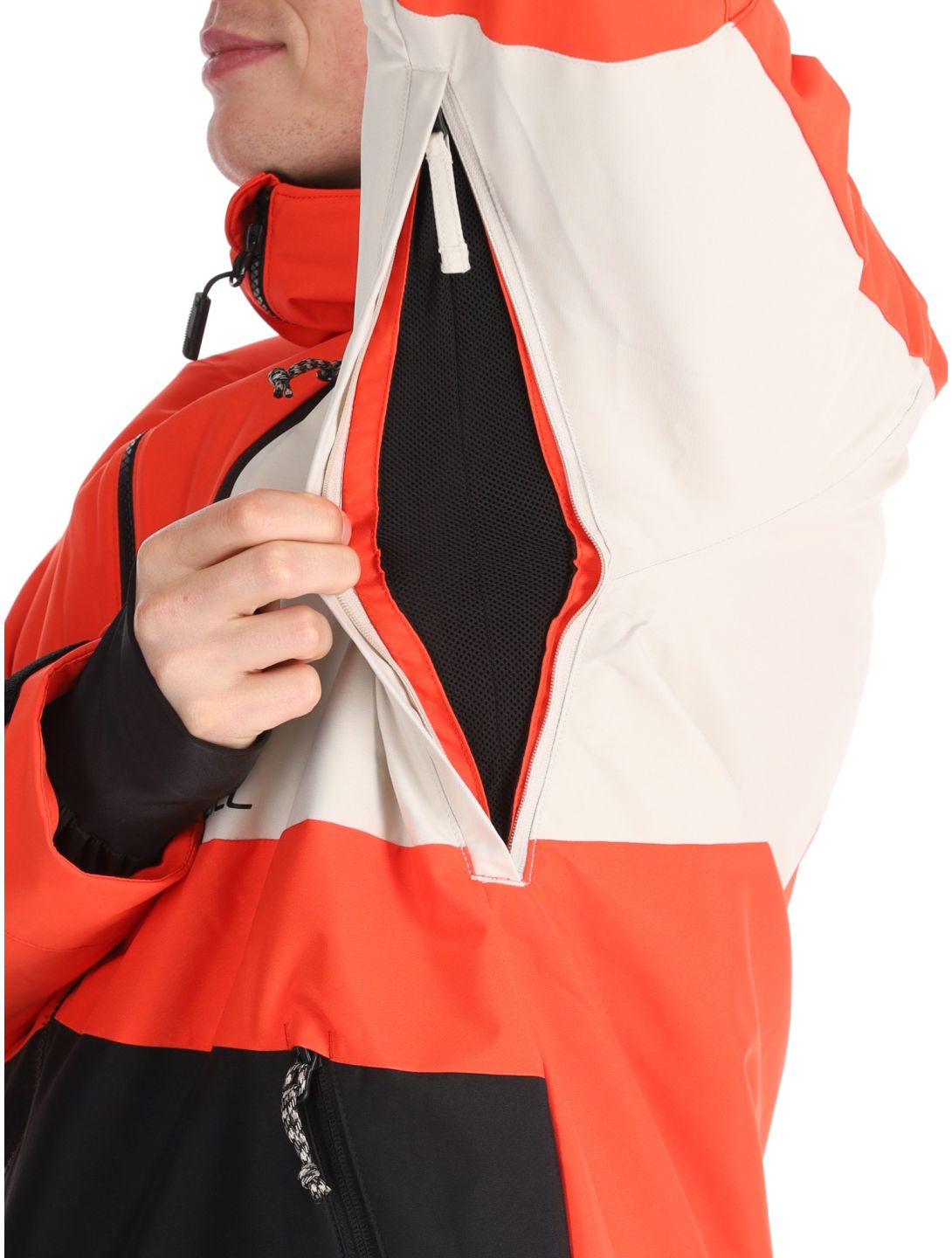 O'Neill, Hammer Block Snow chaqueta de esquí hombres Paprika Flame Colour Block blanco, naranja, negro 