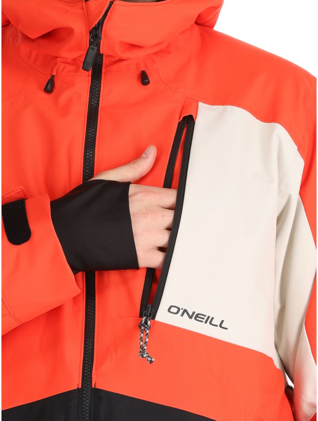 O'Neill, Hammer Block Snow chaqueta de esquí hombres Paprika Flame Colour Block blanco, naranja, negro 