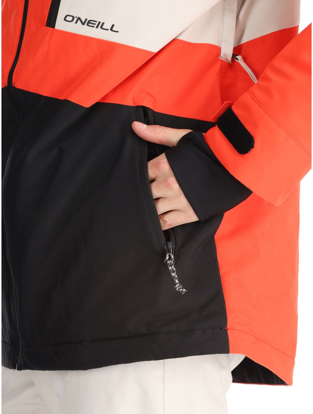 O'Neill, Hammer Block Snow chaqueta de esquí hombres Paprika Flame Colour Block blanco, naranja, negro 