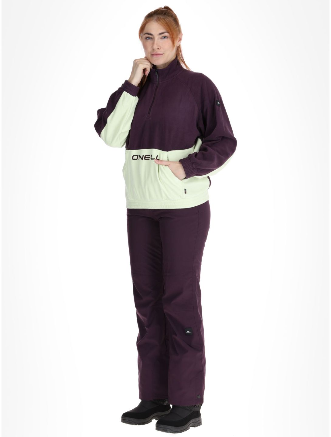 O'Neill, O'riginals Polartec 100HZ sudadera mujeres Aubergine Colour Block beige, púrpura 