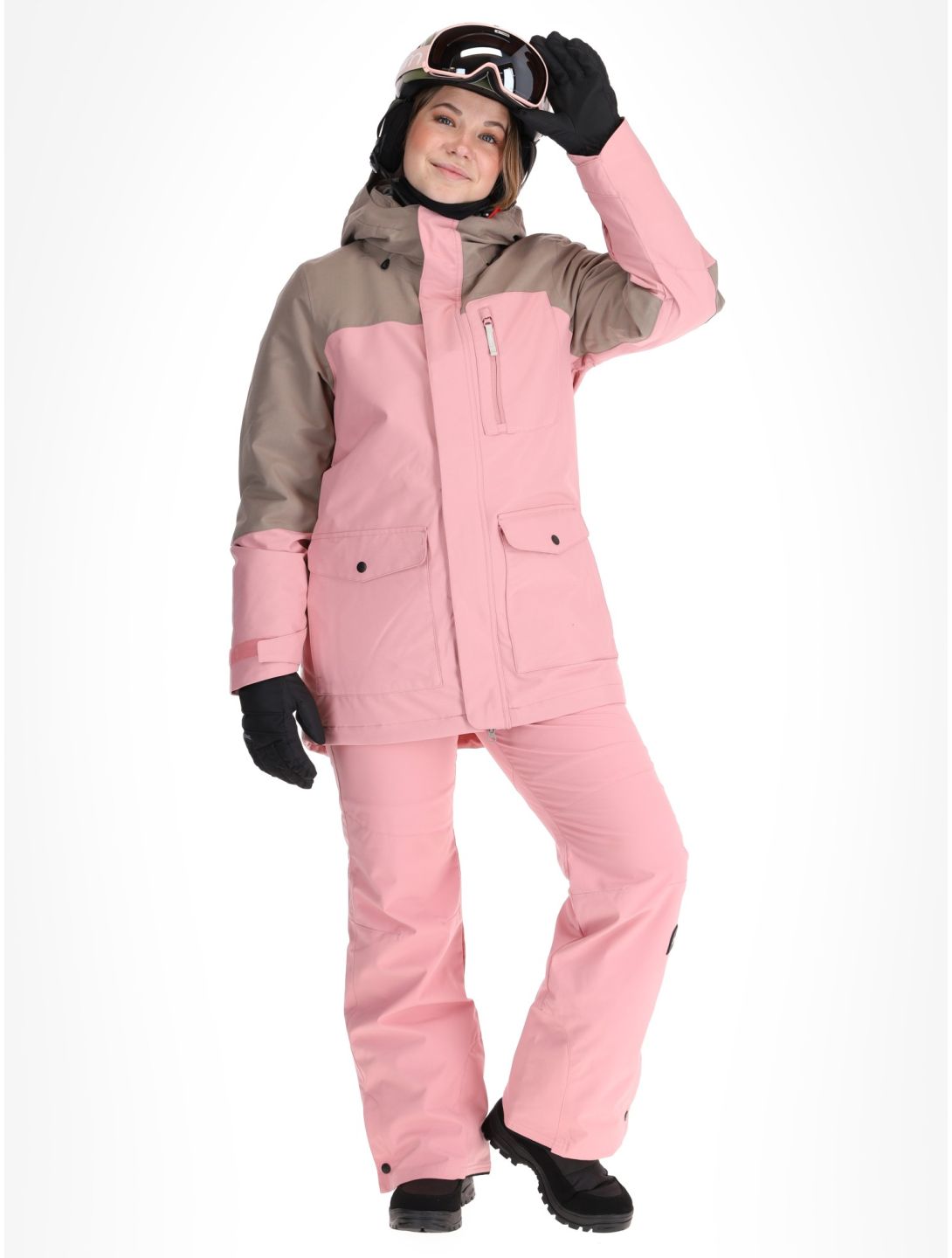 O'Neill, Utility Hybrid chaqueta de esquí mujeres Genuine Pink Colour Block blanco, marrón, rosa 