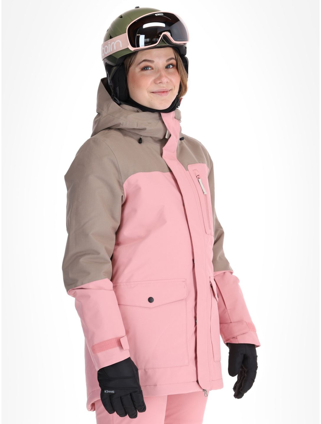 O'Neill, Utility Hybrid chaqueta de esquí mujeres Genuine Pink Colour Block blanco, marrón, rosa 