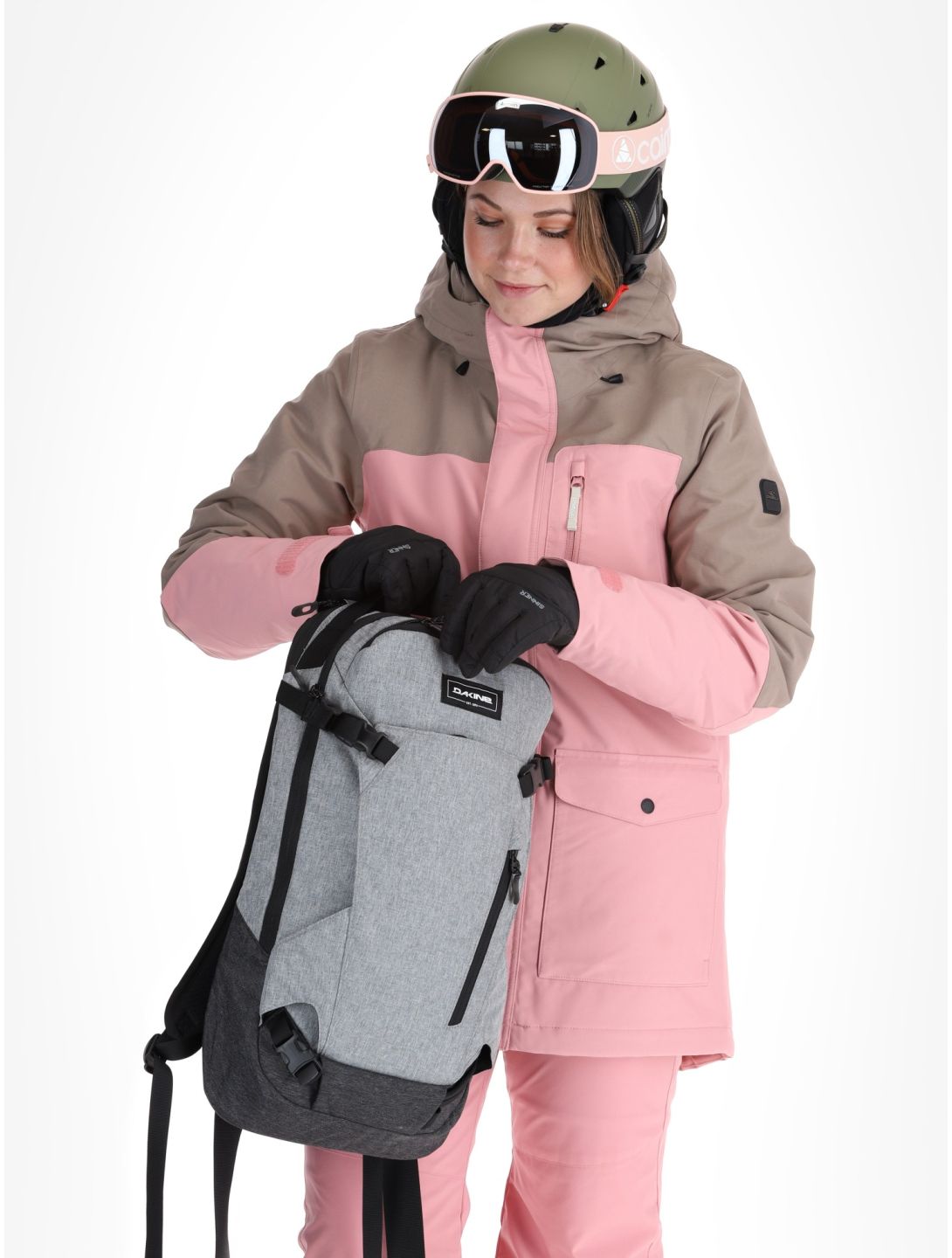 O'Neill, Utility Hybrid chaqueta de esquí mujeres Genuine Pink Colour Block blanco, marrón, rosa 