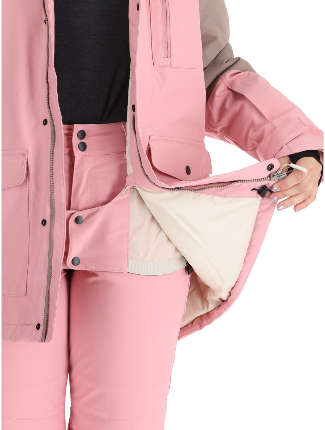 O'Neill, Utility Hybrid chaqueta de esquí mujeres Genuine Pink Colour Block blanco, marrón, rosa 