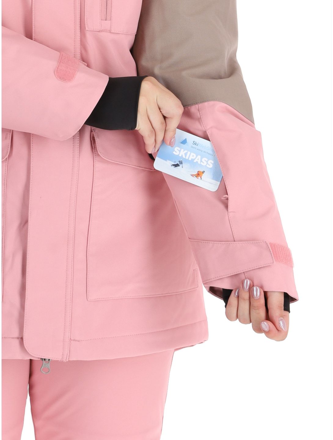 O'Neill, Utility Hybrid chaqueta de esquí mujeres Genuine Pink Colour Block blanco, marrón, rosa 