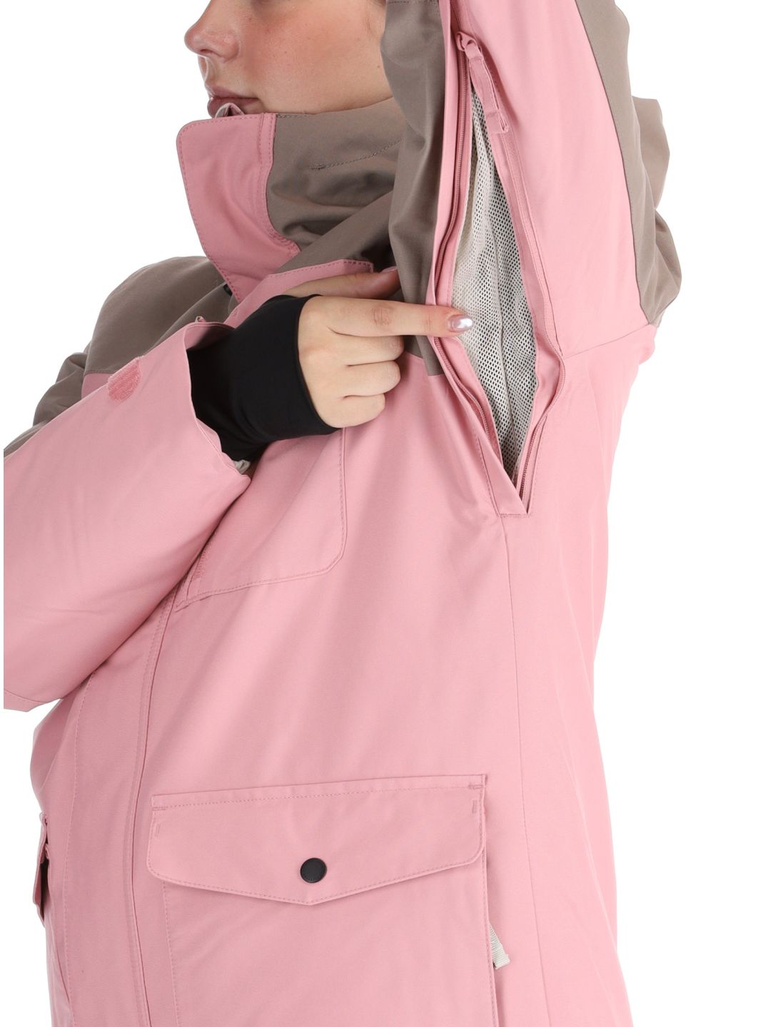 O'Neill, Utility Hybrid chaqueta de esquí mujeres Genuine Pink Colour Block blanco, marrón, rosa 