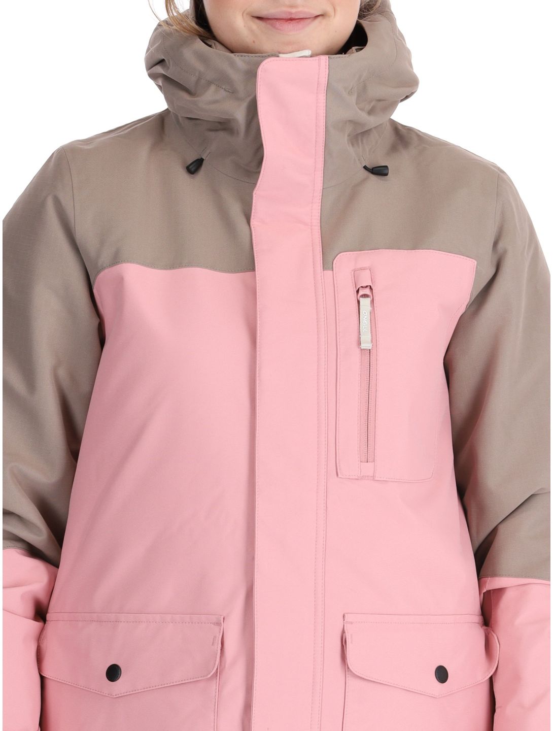 O'Neill, Utility Hybrid chaqueta de esquí mujeres Genuine Pink Colour Block blanco, marrón, rosa 