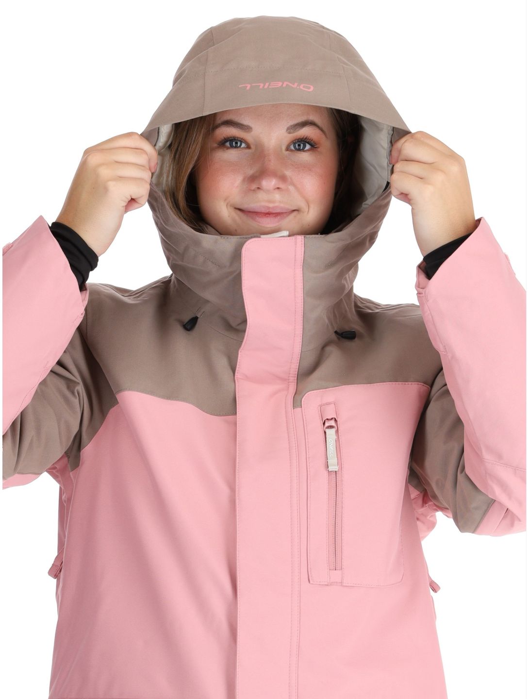 O'Neill, Utility Hybrid chaqueta de esquí mujeres Genuine Pink Colour Block blanco, marrón, rosa 