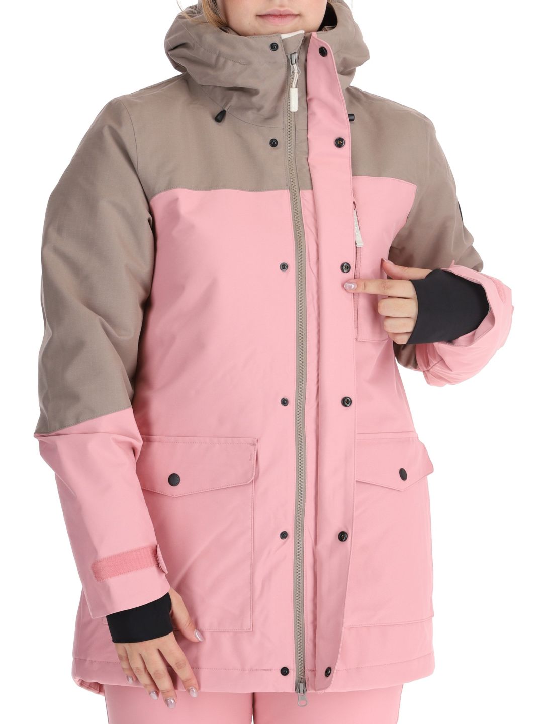 O'Neill, Utility Hybrid chaqueta de esquí mujeres Genuine Pink Colour Block blanco, marrón, rosa 