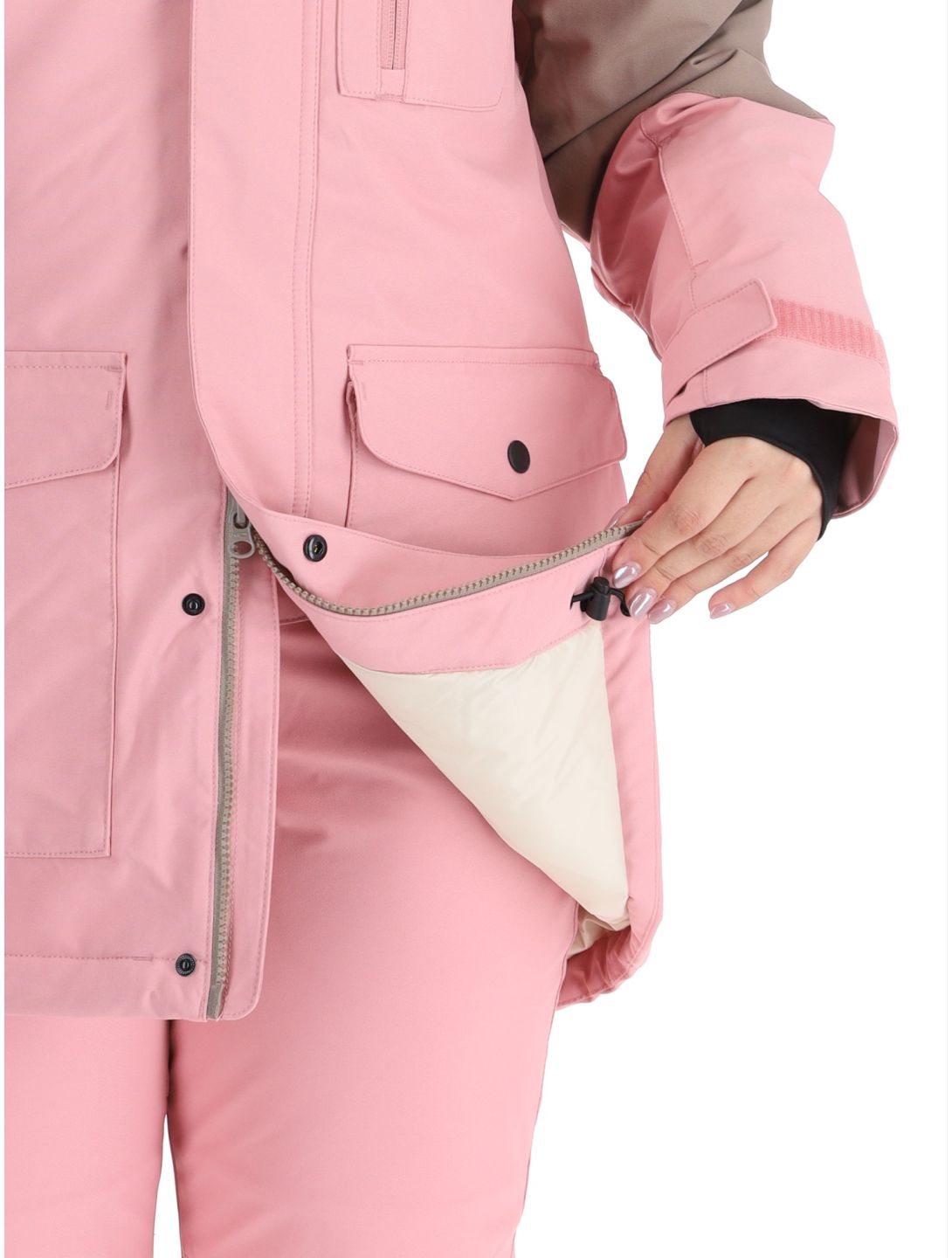 O'Neill, Utility Hybrid chaqueta de esquí mujeres Genuine Pink Colour Block blanco, marrón, rosa 