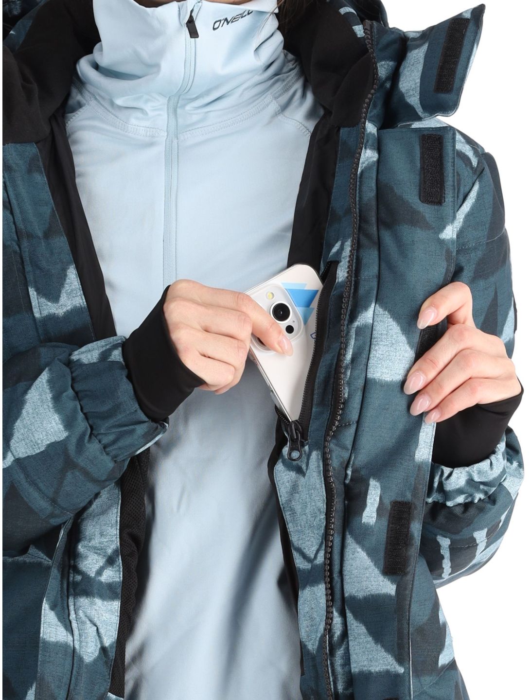 O'Neill, Z.E.N. Puffer Hybrid chaqueta de esquí mujeres Blue Triangle Ikat azul 